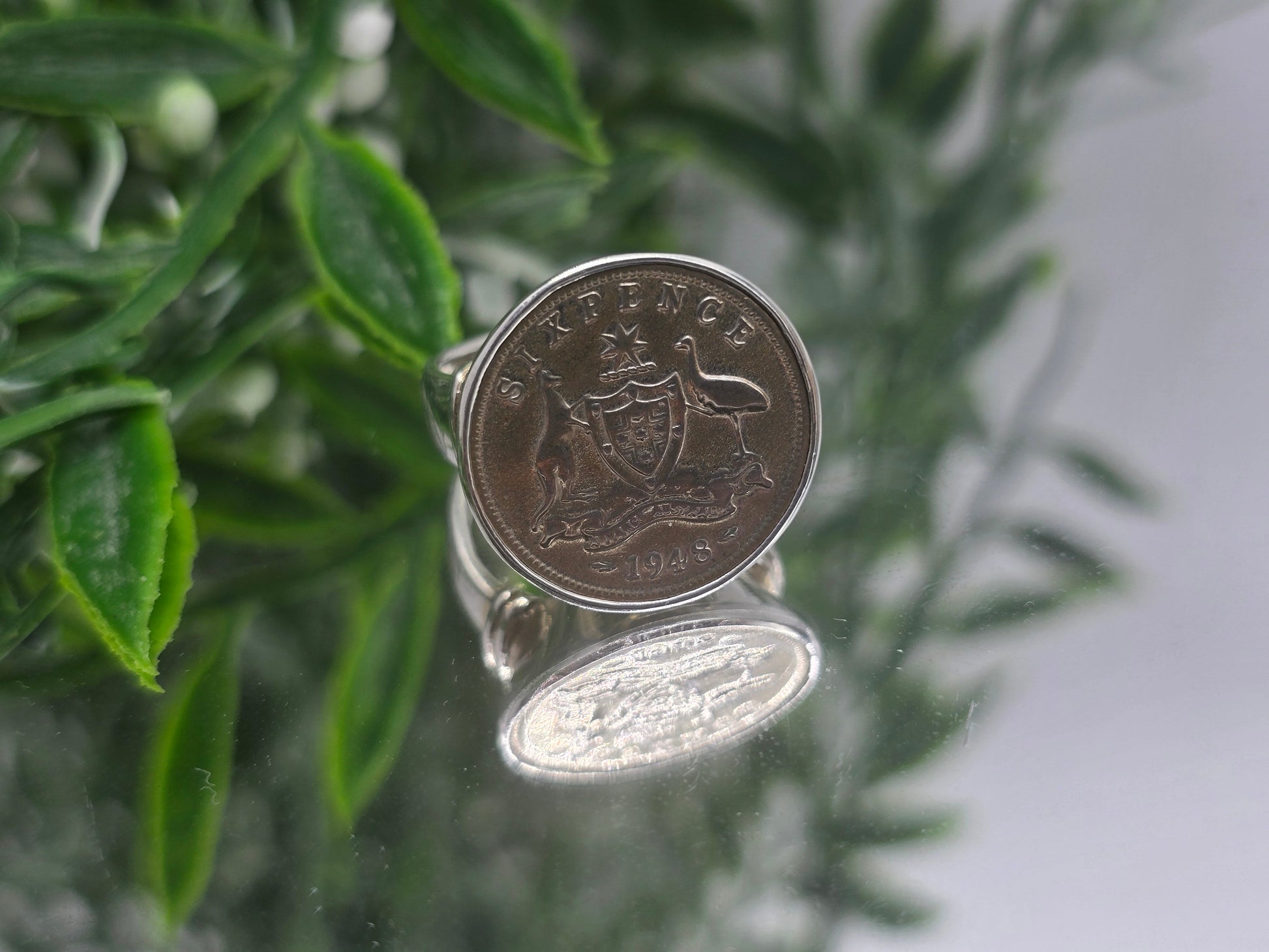 Memorable Australian Six Pence 1948 Silver Ring – Size 7 Crystal Wellness