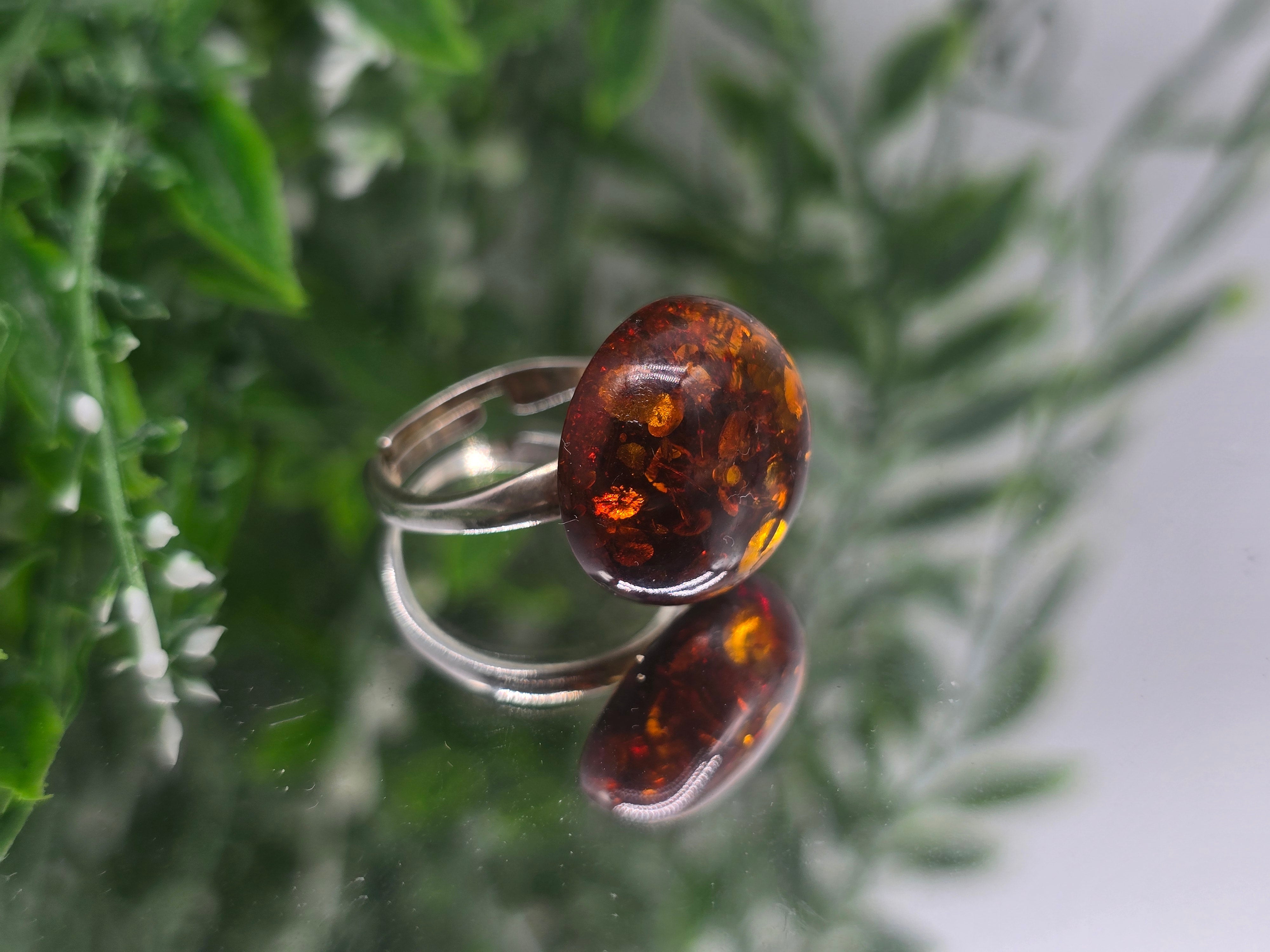 Natural Baltic Amber Ring Size 7 – Healing, Vitality & Emotional Balance Crystal Wellness