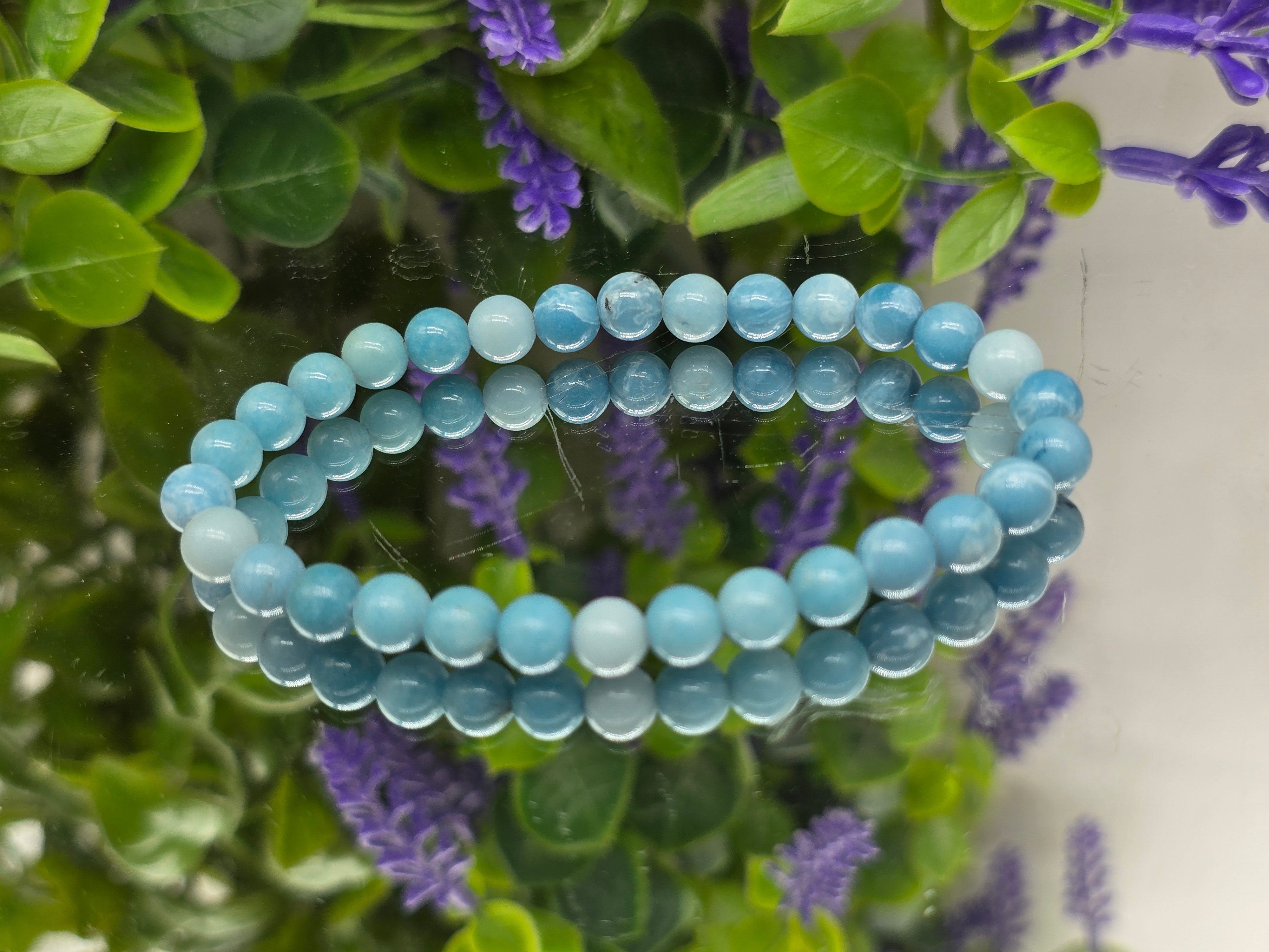 Blue Sky Stone Beads Bracelet – Stone of Calm, Clarity & Inner Peace Crystal Wellness