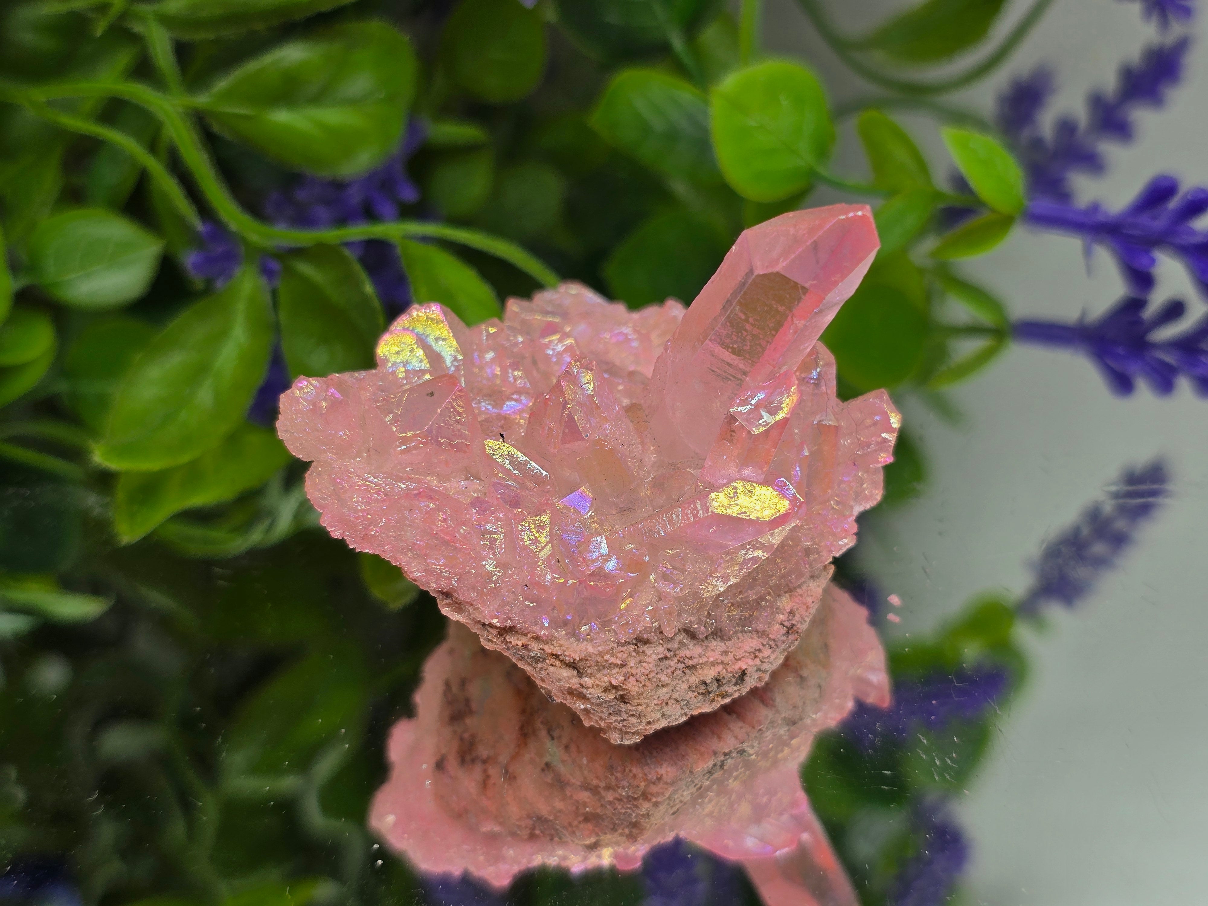 🌸 Rose Aura Quartz Cluster — Stone of Love, Emotional Healing & Divine Connection Crystal Wellness