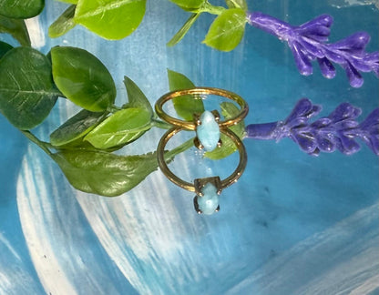 Larimar Marquise Ring in 18ct Gold Vermeil (Stone of Serenity & Divine Communication) – Size 4 Crystal Wellness