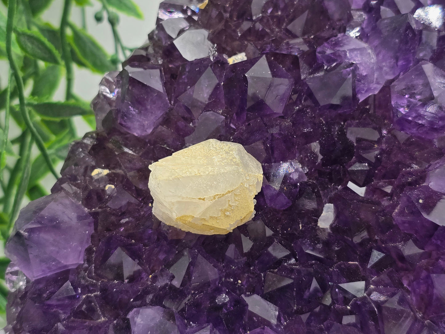 Rare Amethyst Cluster with Cacoxenite & Calcite – AAAA Grade 20x16x6cm | 2.76kg Healing Crystal Crystal Wellness
