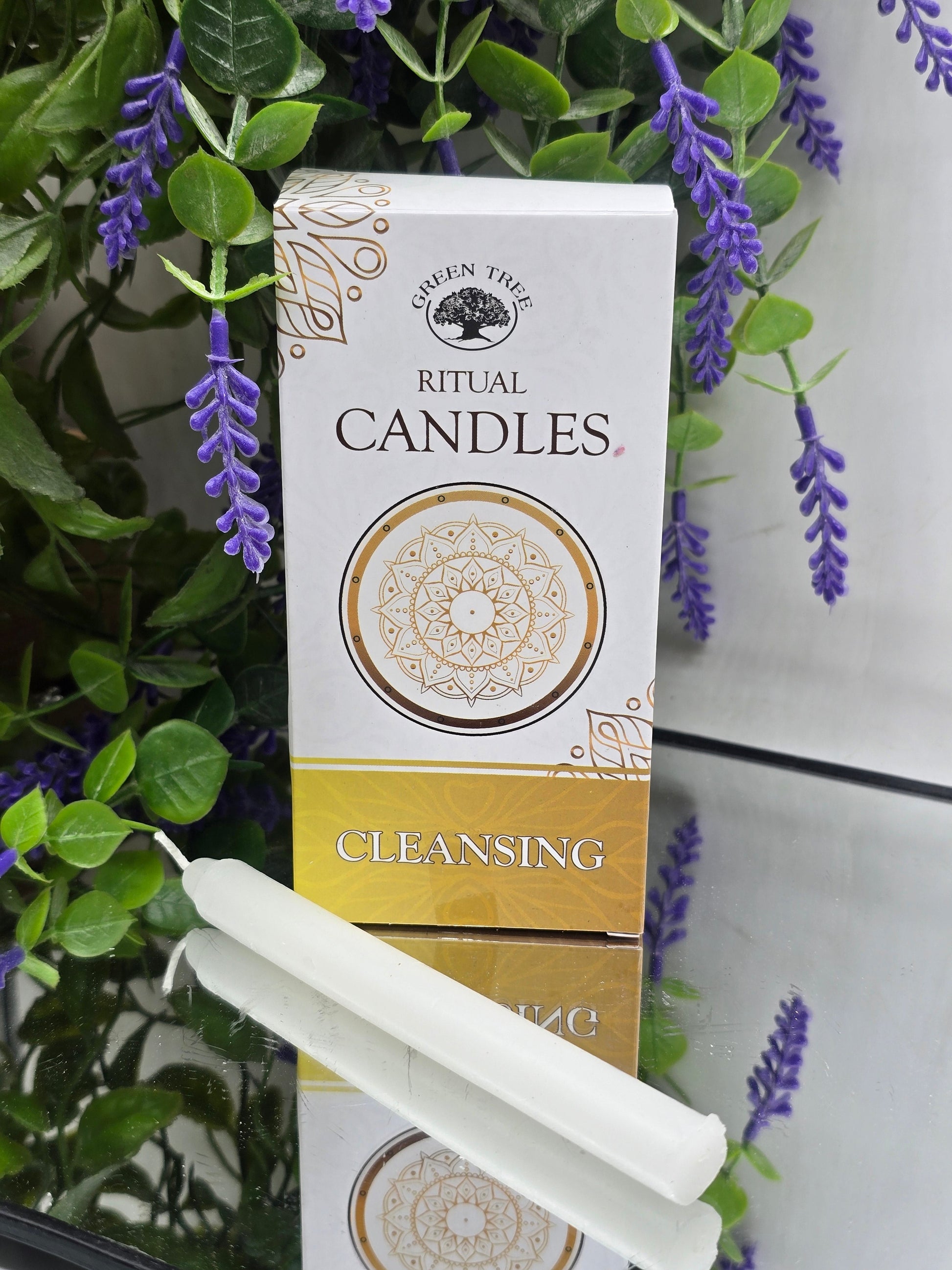 Green Tree Ritual Candles - Cleansing - Purify, Renew & Clear Negative Energy (10 pack) Crystal Wellness