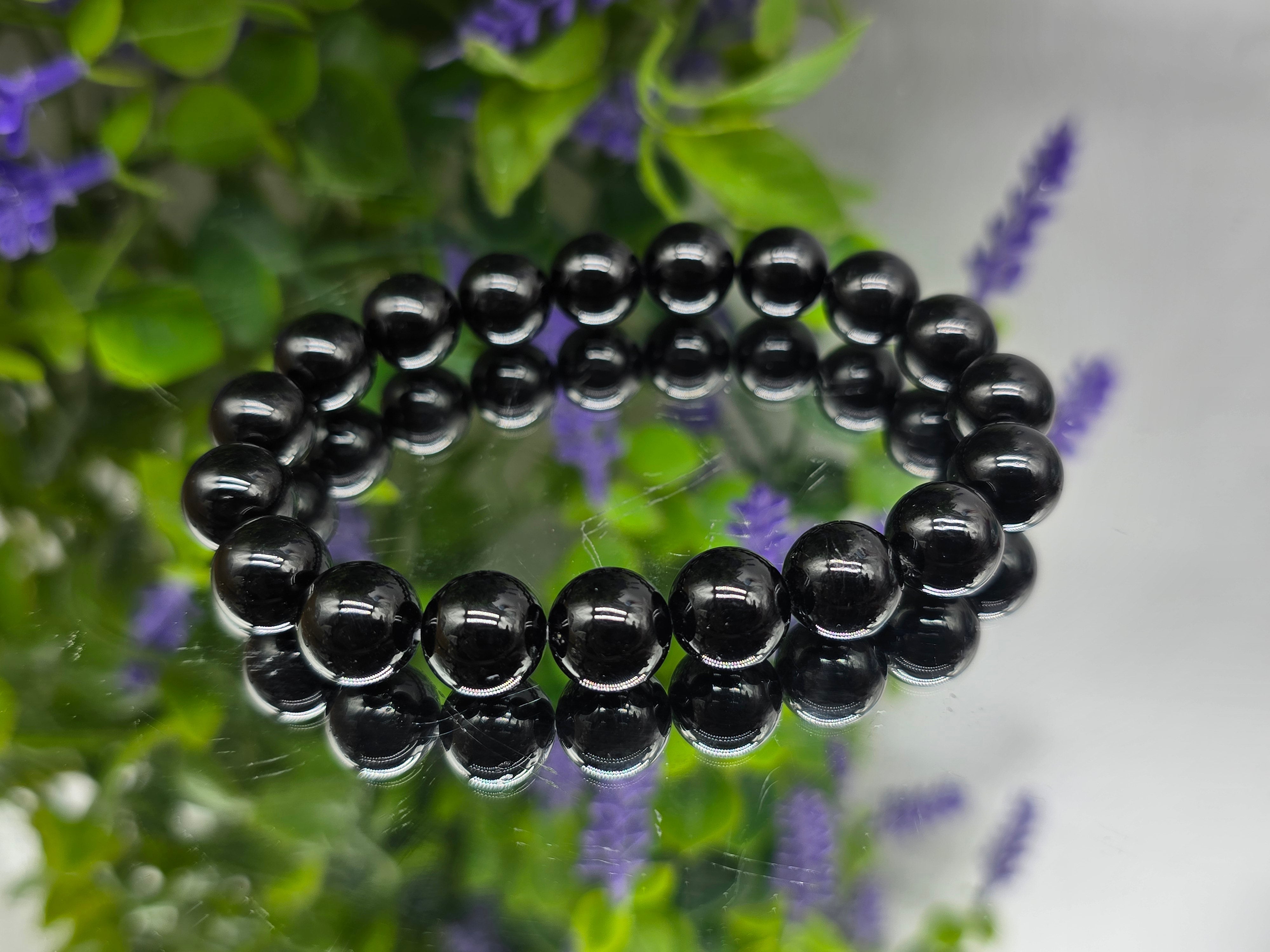 Black Tourmaline Beads Bracelet Crystal Wellness