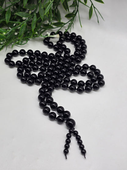 High-Grade Black Tourmaline 108 Japa Mala Beads 10mm | Protection, Grounding & Energetic Detox Crystal Wellness