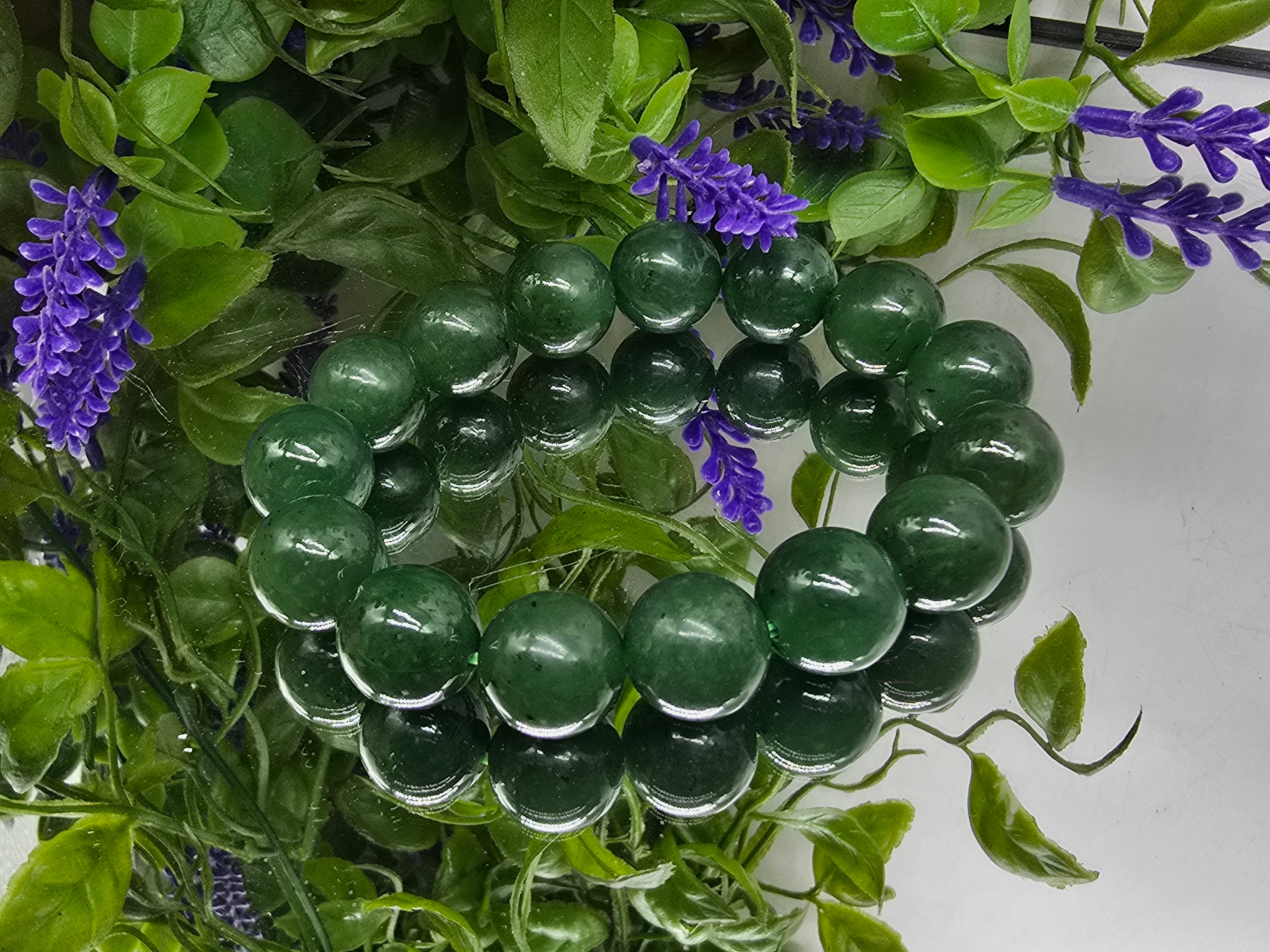 High Grade Nephrite Jade 14mm Beads Bracelet (Stone of Protection, Harmony & Longevity)