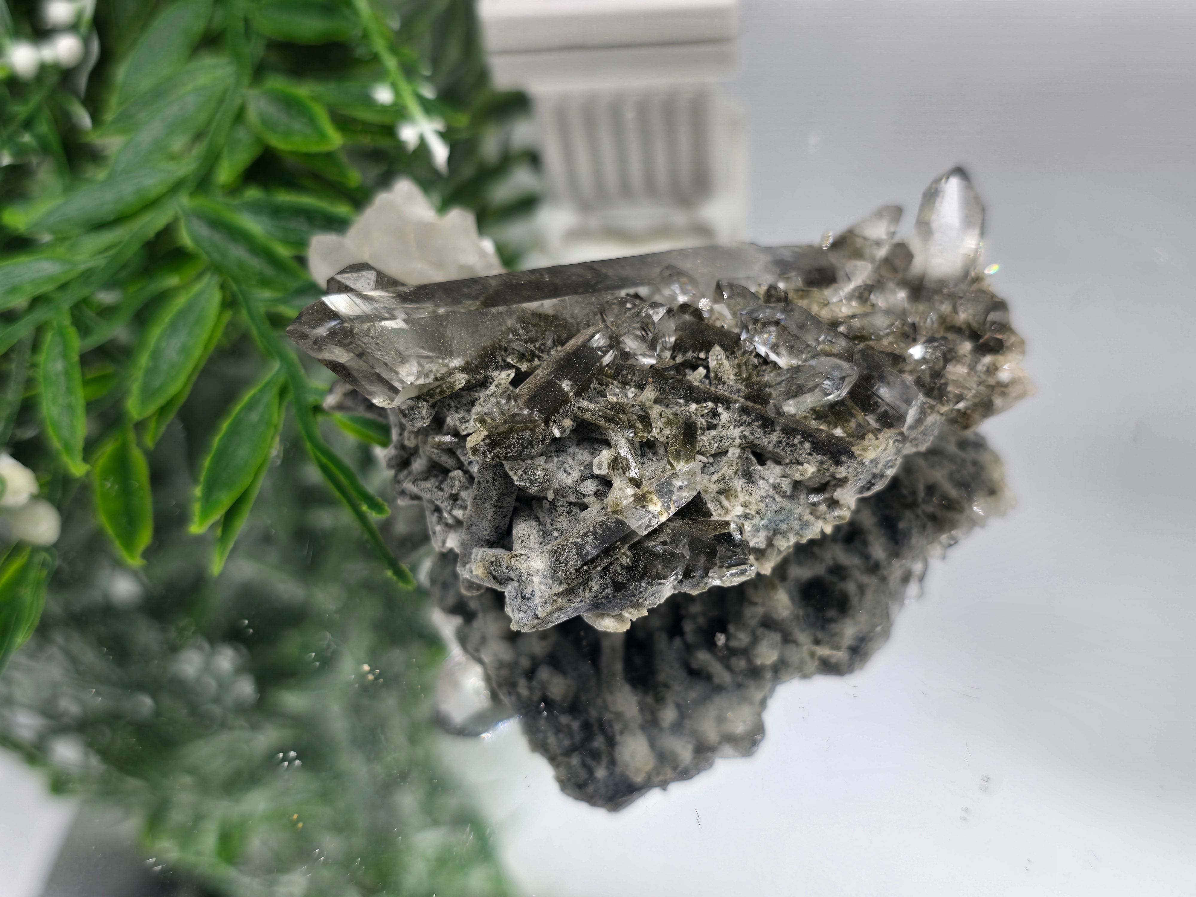 Black Phantom Quartz Cluster 8×8 cm (Stone of Shadow Integration & Spiritual Transformation) Crystal Wellness