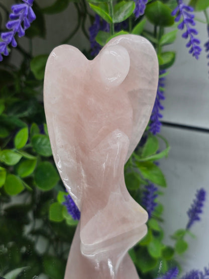Rose Quartz Angel Carving – Guardian of Unconditional Love & Emotional Healing Crystal Wellness