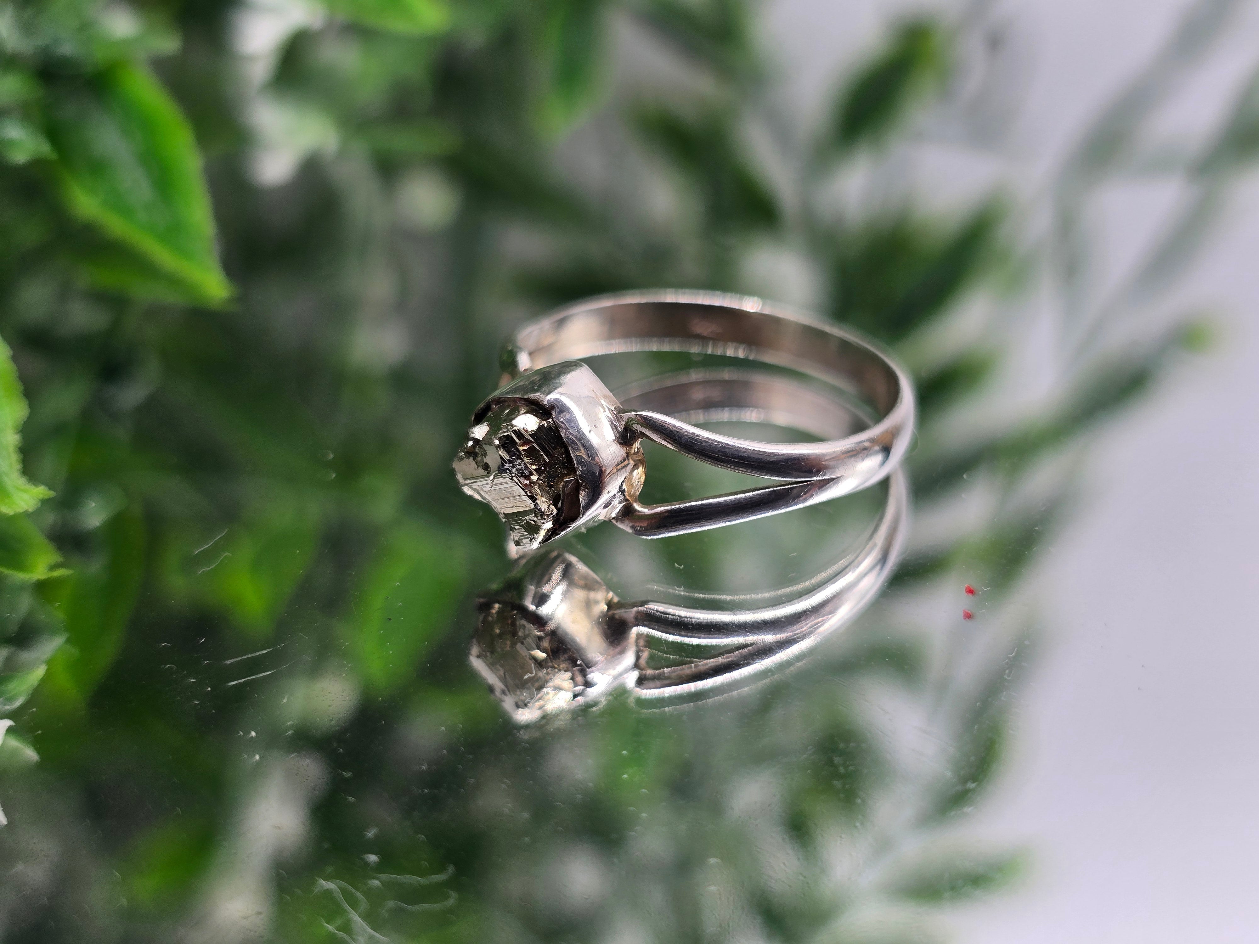 ✨ Pyrite 925 Sterling Silver Ring – Size 8.5 from Peru | Stone of Protection, Wealth & Empowered Confidence Crystal Wellness
