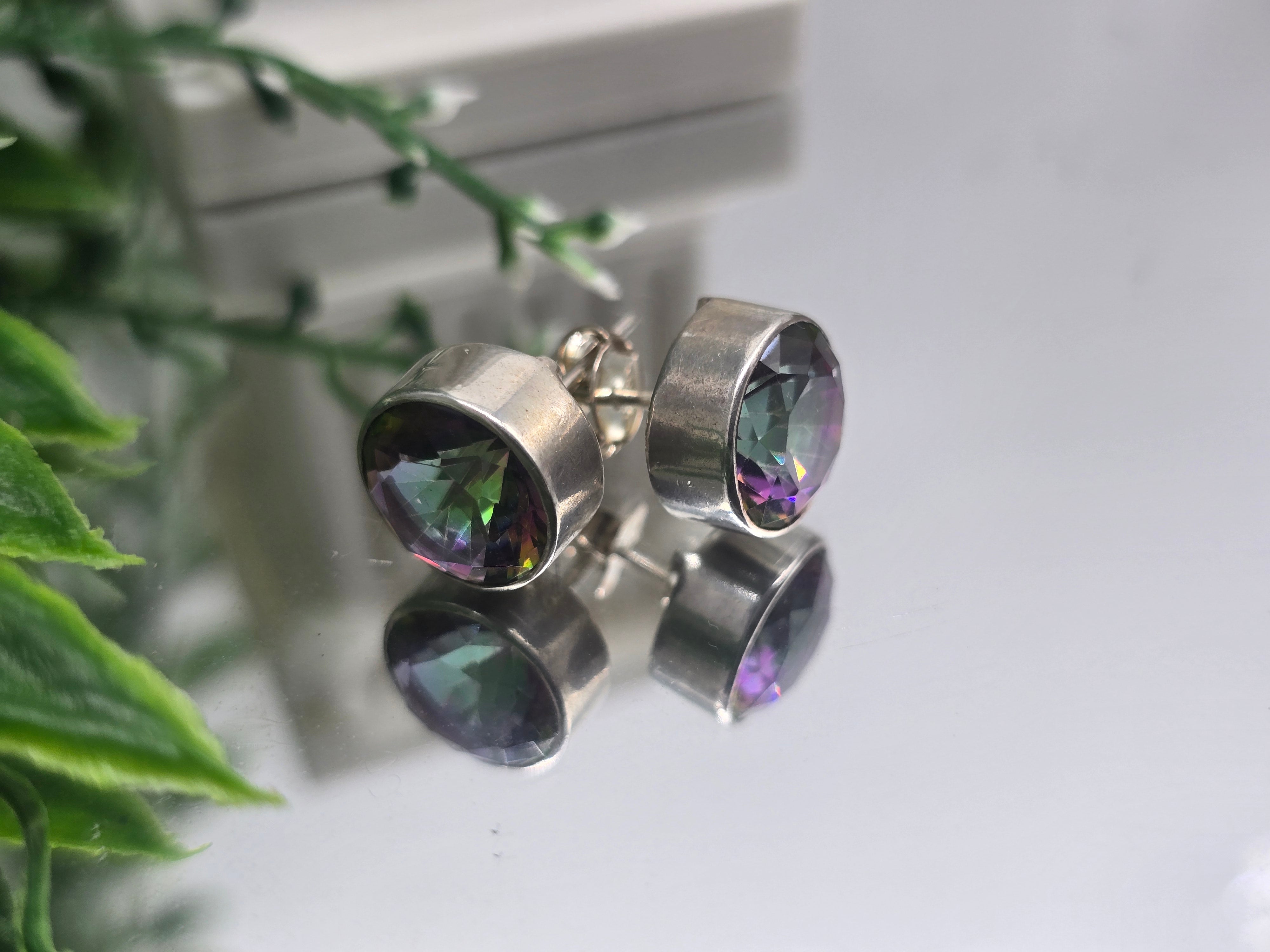 Mystical Topaz 925 Sterling Silver Studs – 10mm Round Cut Crystal Wellness