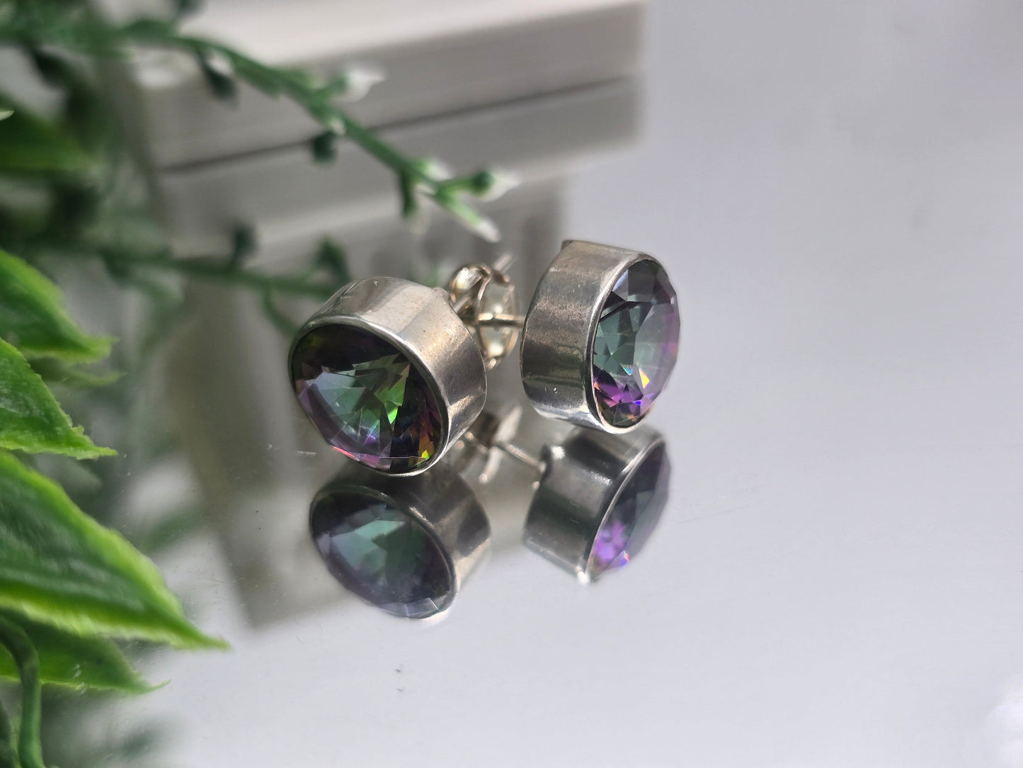 Mystical Topaz 925 Sterling Silver Studs – 10mm Round Cut Crystal Wellness