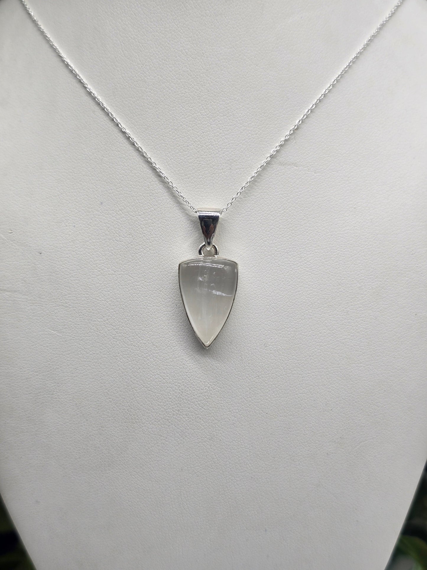 Selenite 925 Sterling Silver Pendant - Chain Included (Stone of Divine Light & Celestial Purification) Crystal Wellness