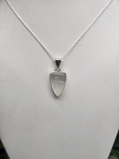 Selenite 925 Sterling Silver Pendant - Chain Included (Stone of Divine Light & Celestial Purification) Crystal Wellness