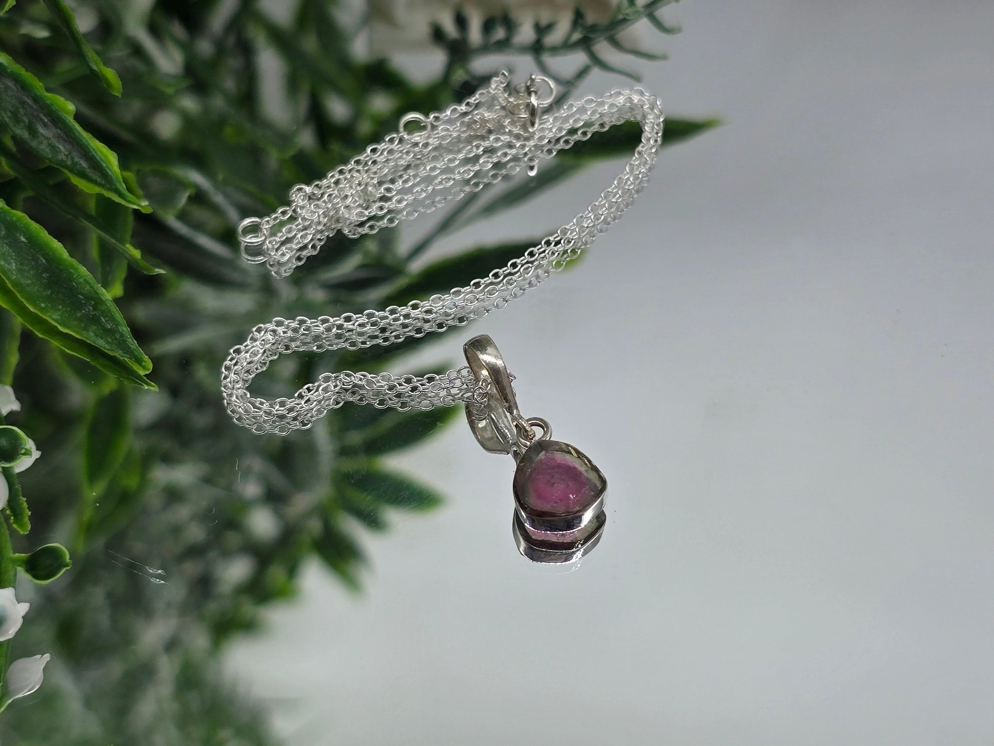 Rare Natural Watermelon Tourmaline 925 Sterling Silver Pendant (Stone of Heart Harmony) Crystal Wellness
