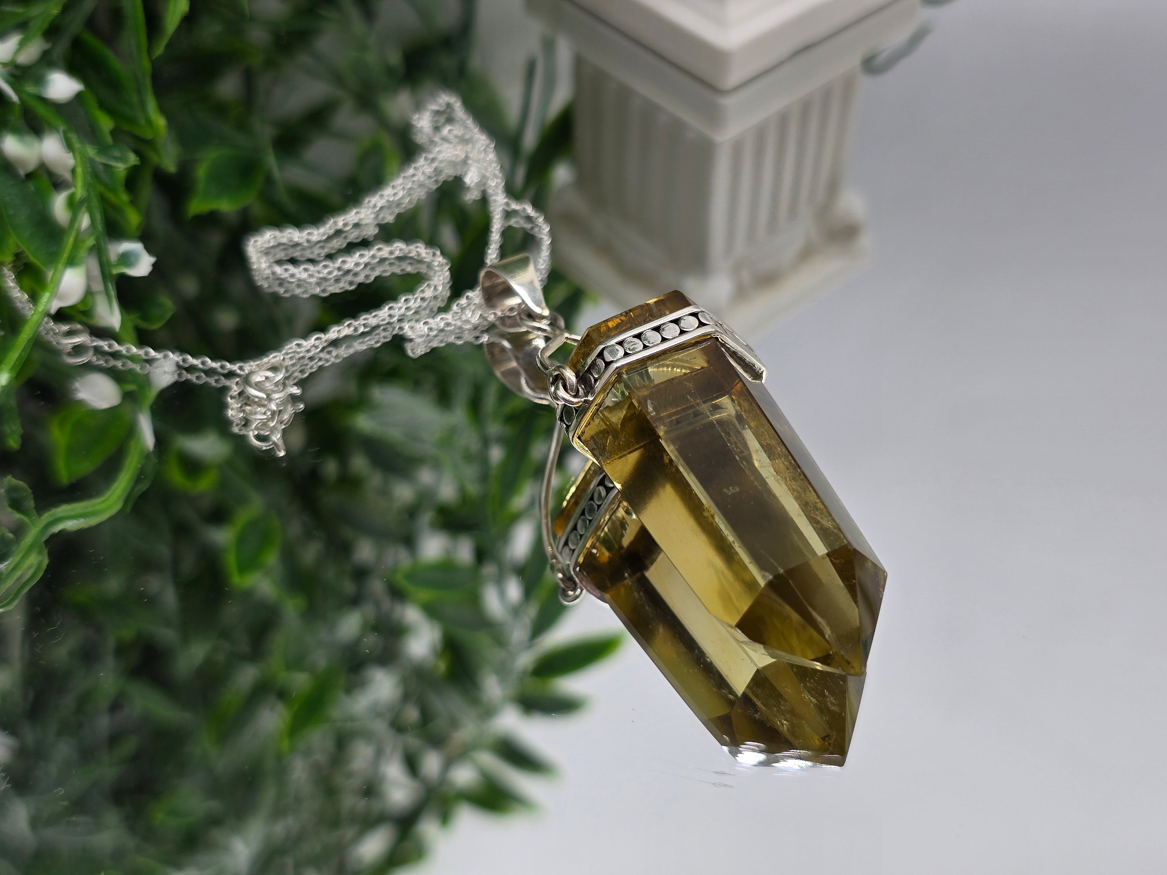 Genuine Natural Citrine Pendant in 925 Sterling Silver Crystal Wellness