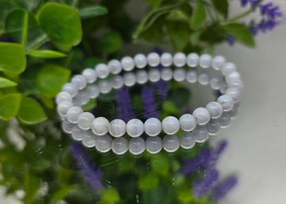Blue Lace Agate Bead Bracelet Crystal Wellness