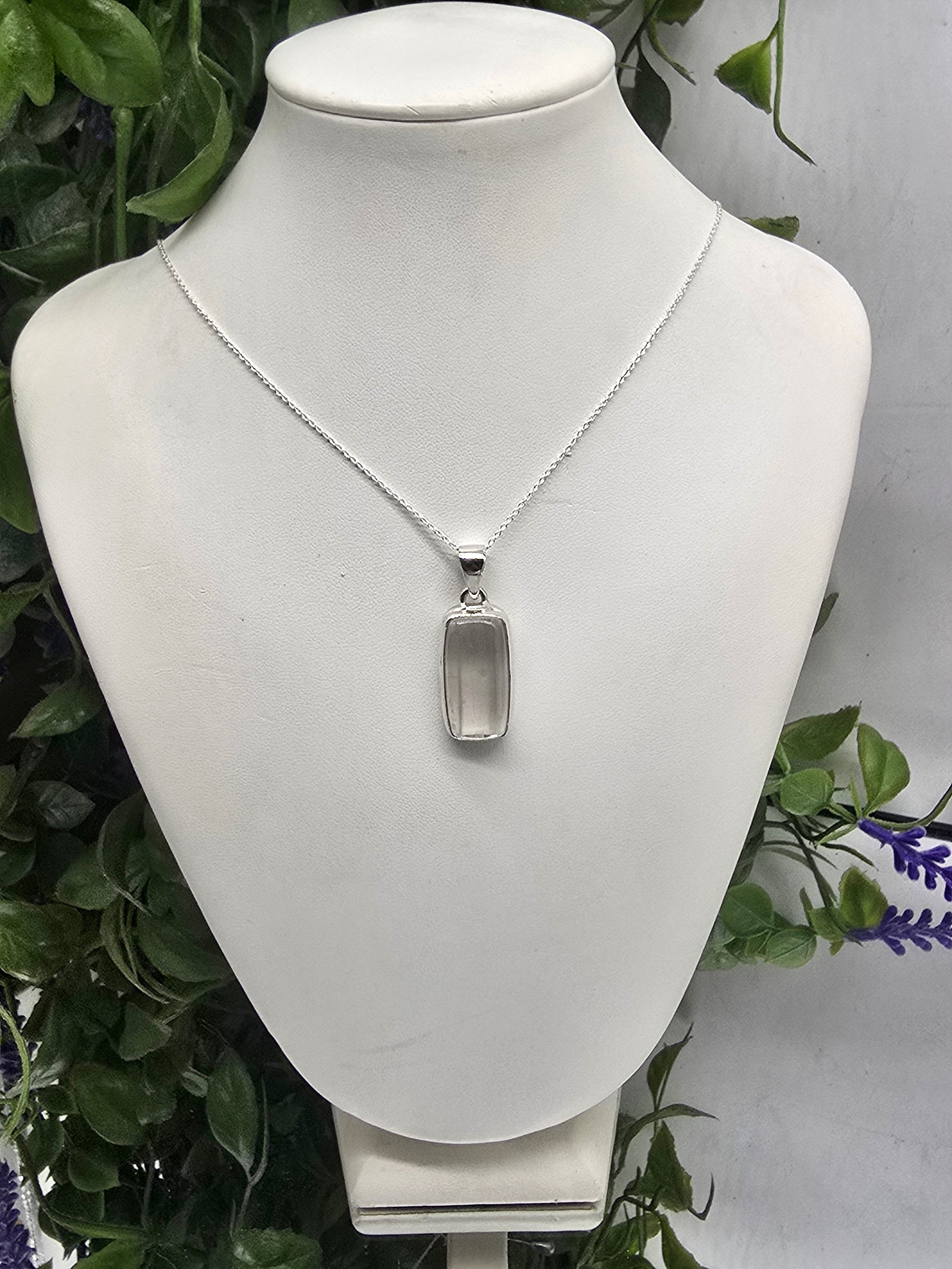 Selenite 925 Sterling Silver Pendant Crystal Wellness