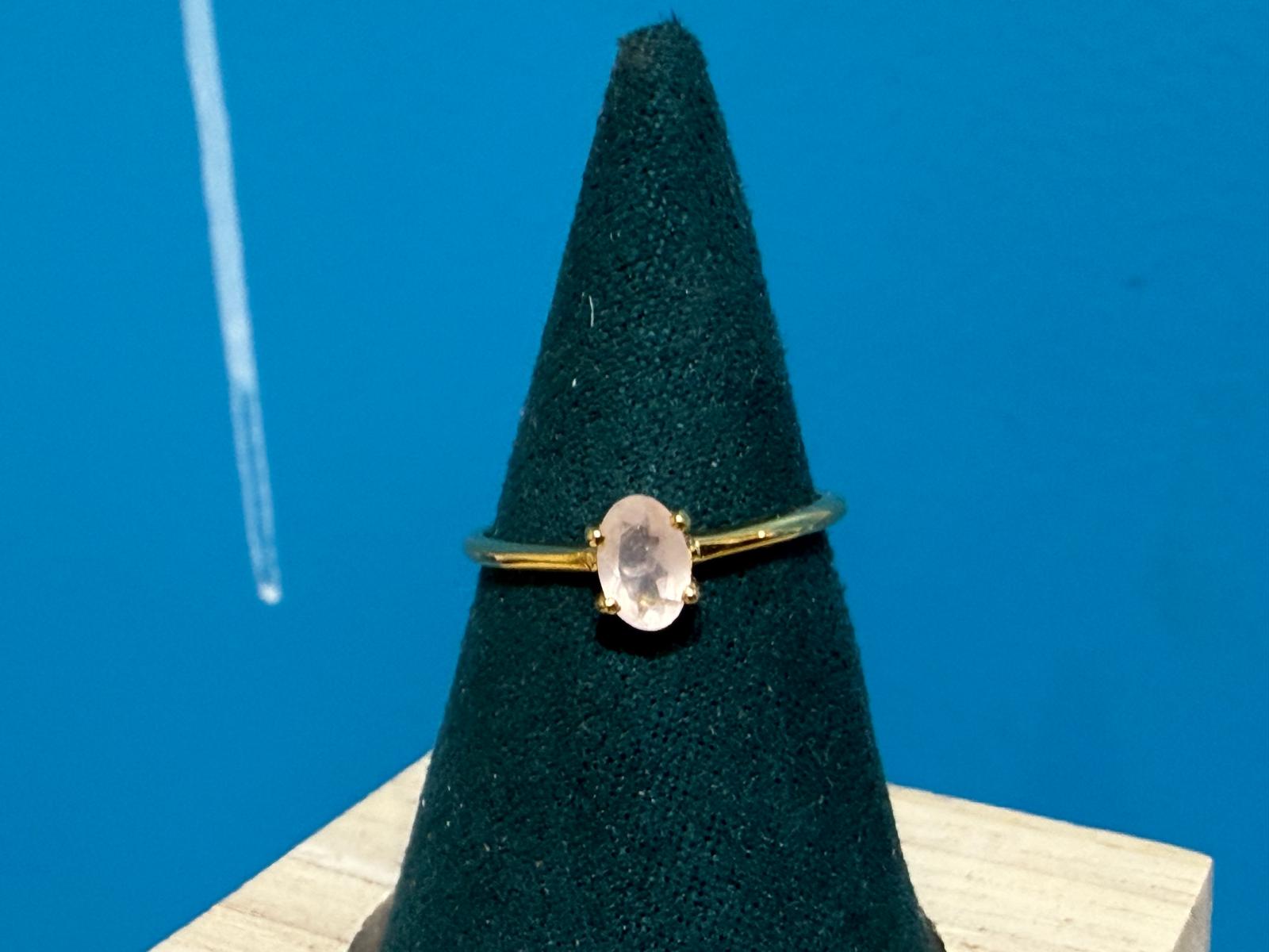 18ct Gold Vermeil Rose Quartz Ring – Stone of Love & Heart Healing Crystal Wellness