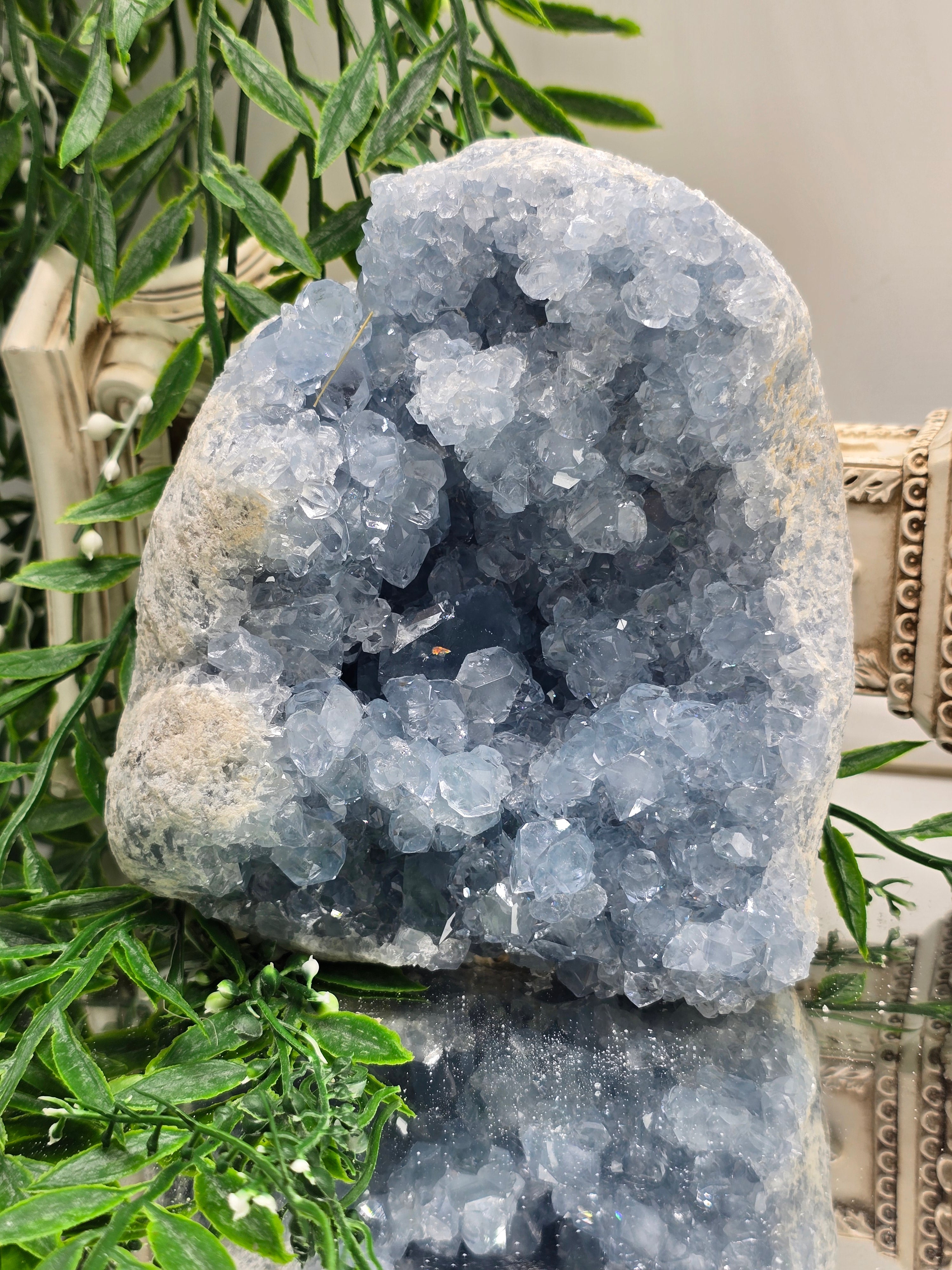 Large Celestite Geode Cluster – Madagascar | Divine Peace, Angelic Connection & Higher Guidance 2.3kgs 15x14x8cm Crystal Wellness