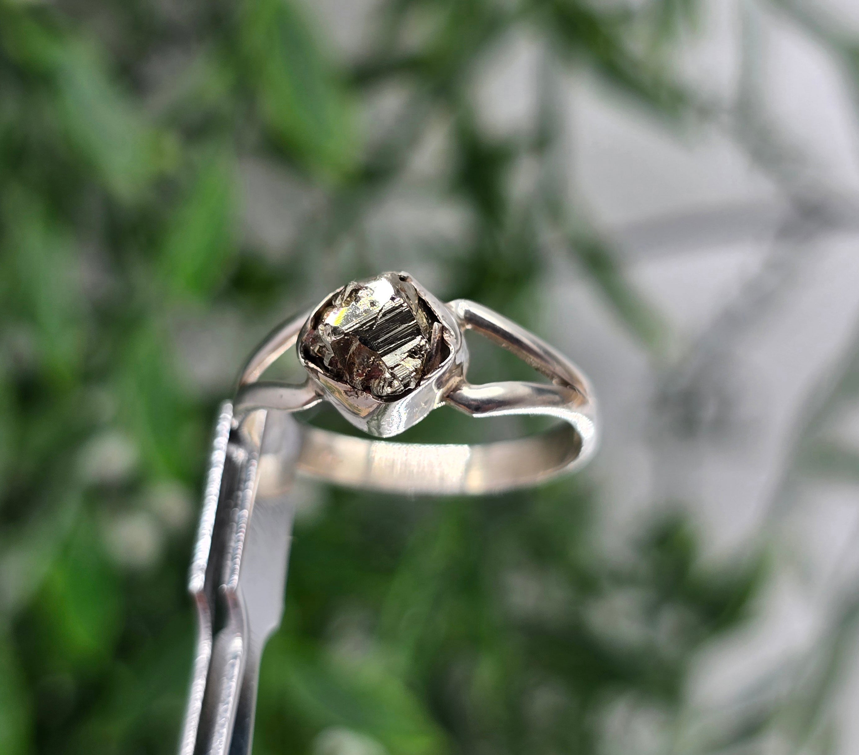 ✨ Pyrite 925 Sterling Silver Ring – Size 8.5 from Peru | Stone of Protection, Wealth & Empowered Confidence Crystal Wellness