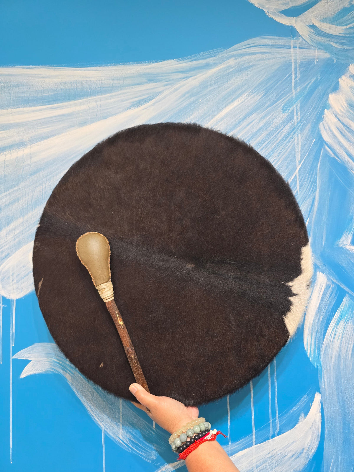 Traditional Animal Hide Shamanic Drum – Stone of Grounding, Ancestral Wisdom & Spiritual Connection Crystal Wellness