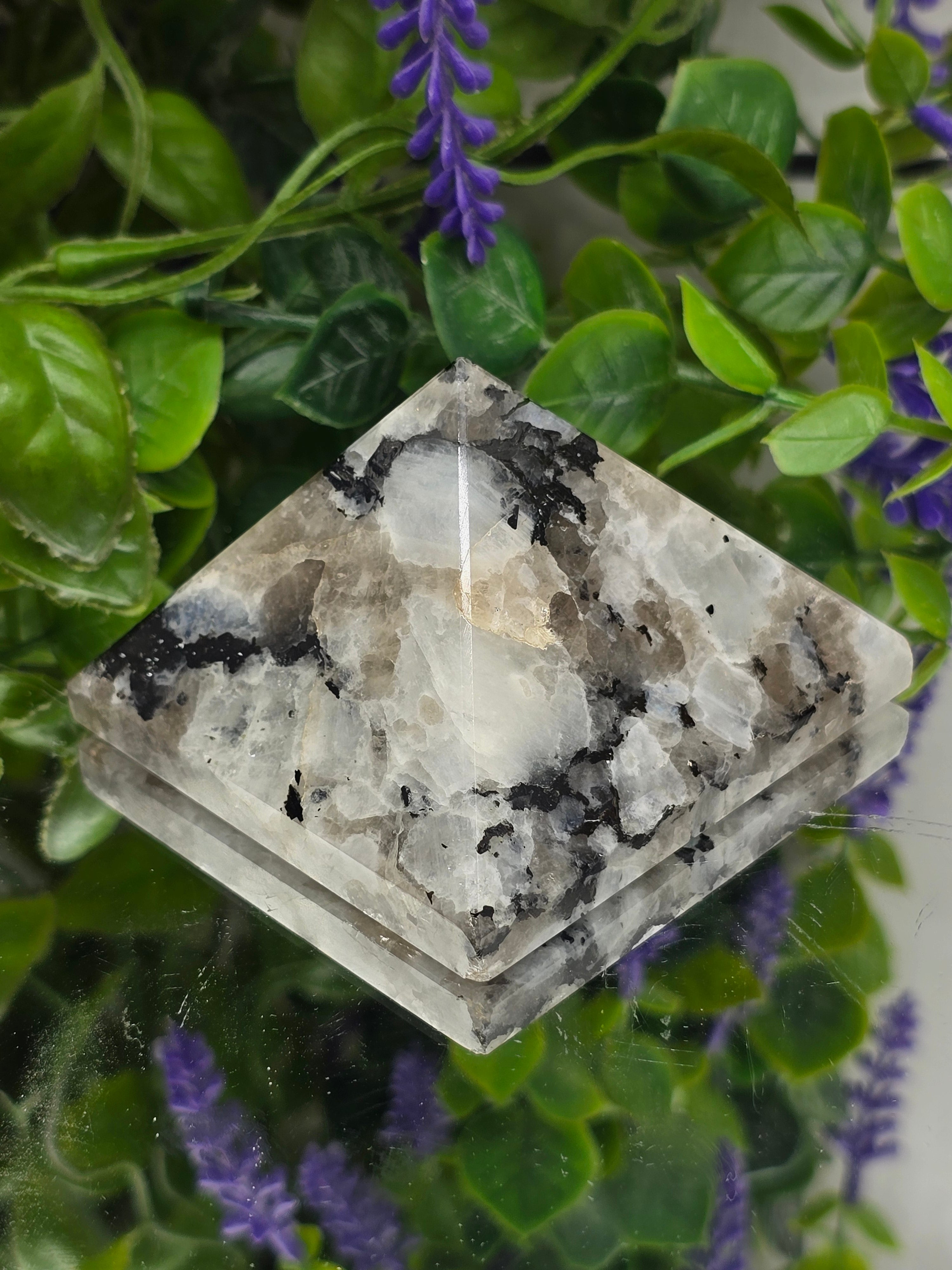 Natural Rainbow Moonstone Pyramid | Intuition, Feminine Energy & New Beginnings Crystal Wellness
