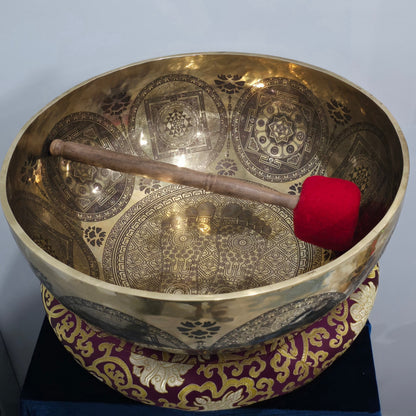 Extra Large Singing Bowl With Buddha Foot And Om Symbol Design Handcrafted With AAA Thick Material And High Quality 45cm, 17inch Crystal Wellness