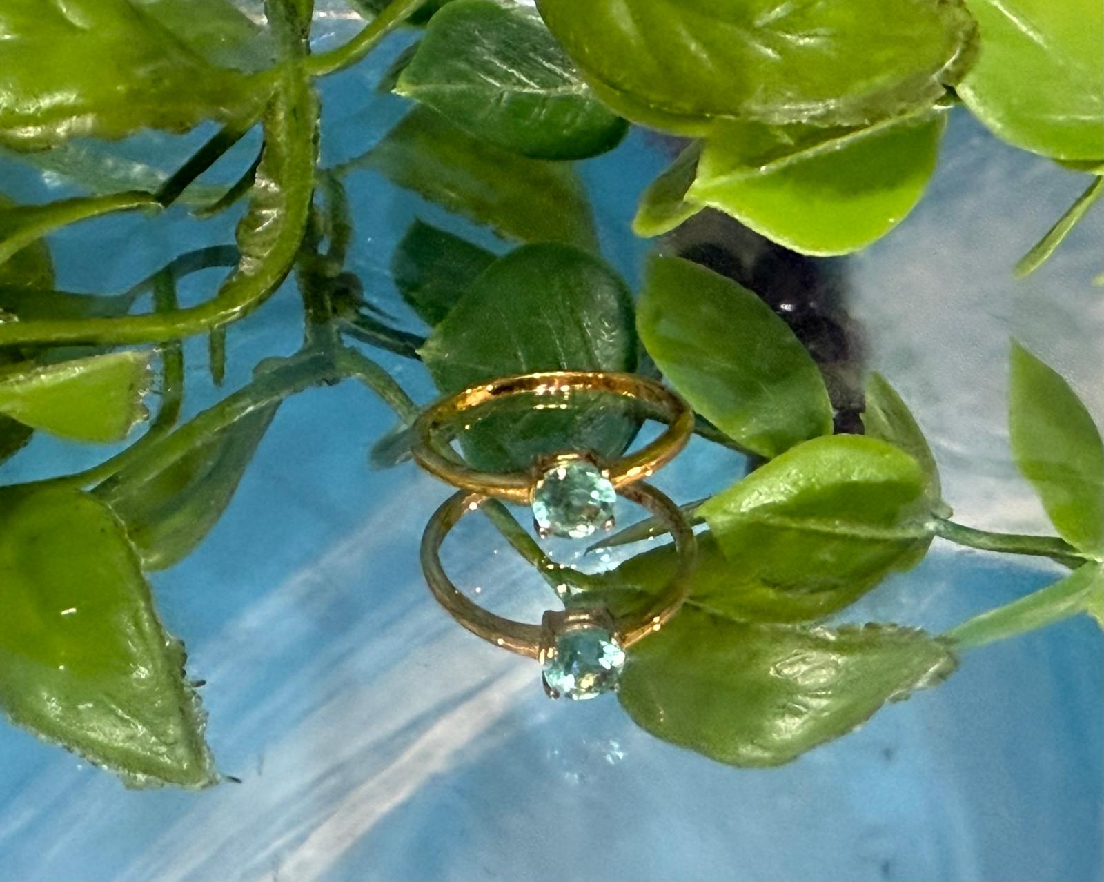 Luxury Neon Blue Apatite Ring – 18ct Gold Vermeil Dainty Solitaire | Clarity, Motivation & Manifestation Energy Crystal Wellness