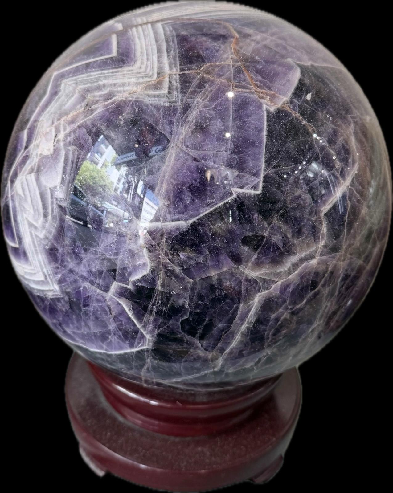 Chevron Amethyst Sphere – 22.2kg | Diameter 25cm Crystal Wellness