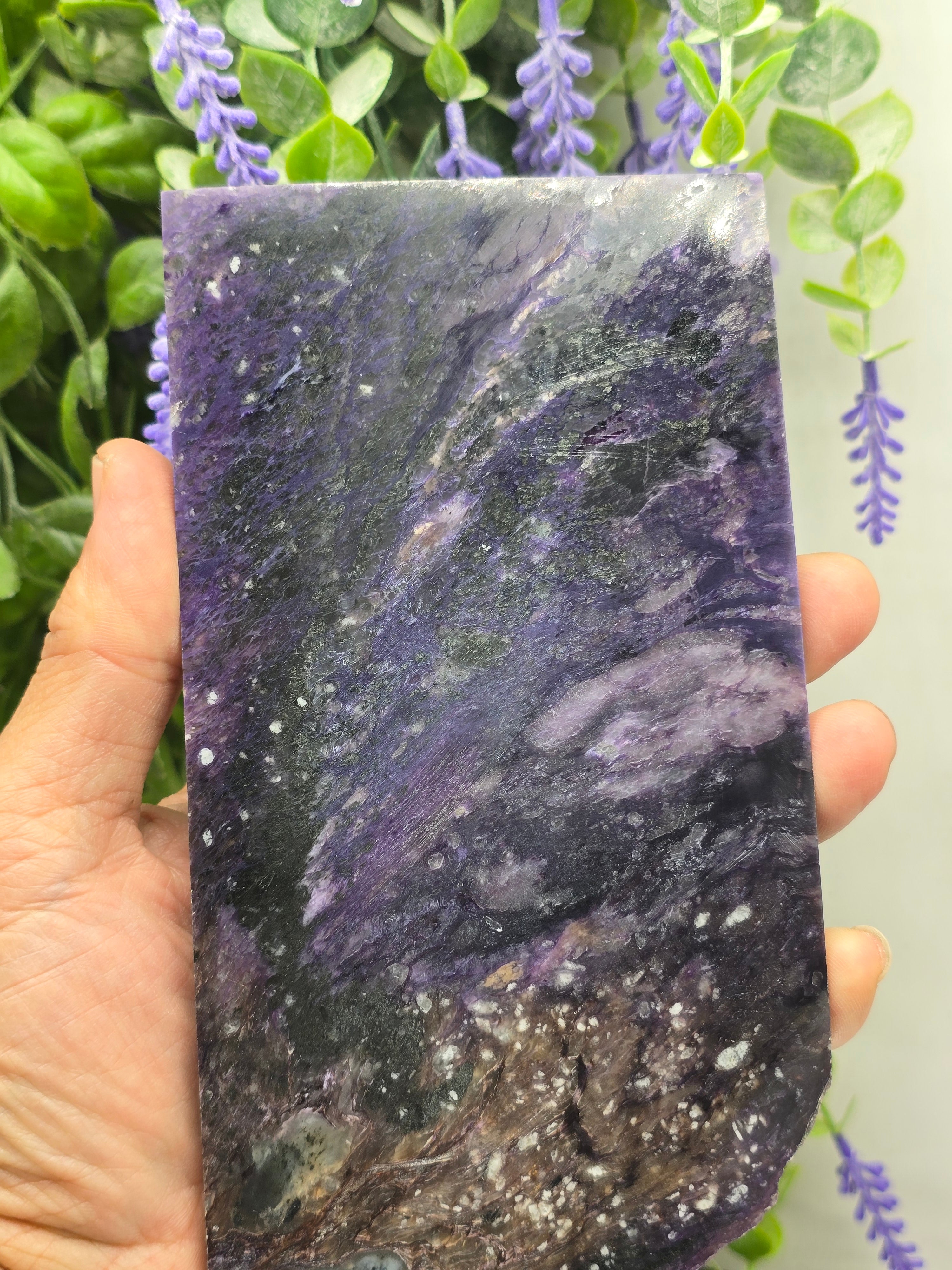 Natural Charoite Slab – Stone of Dragon, Spiritual Growth & Inner Strength Crystal Wellness