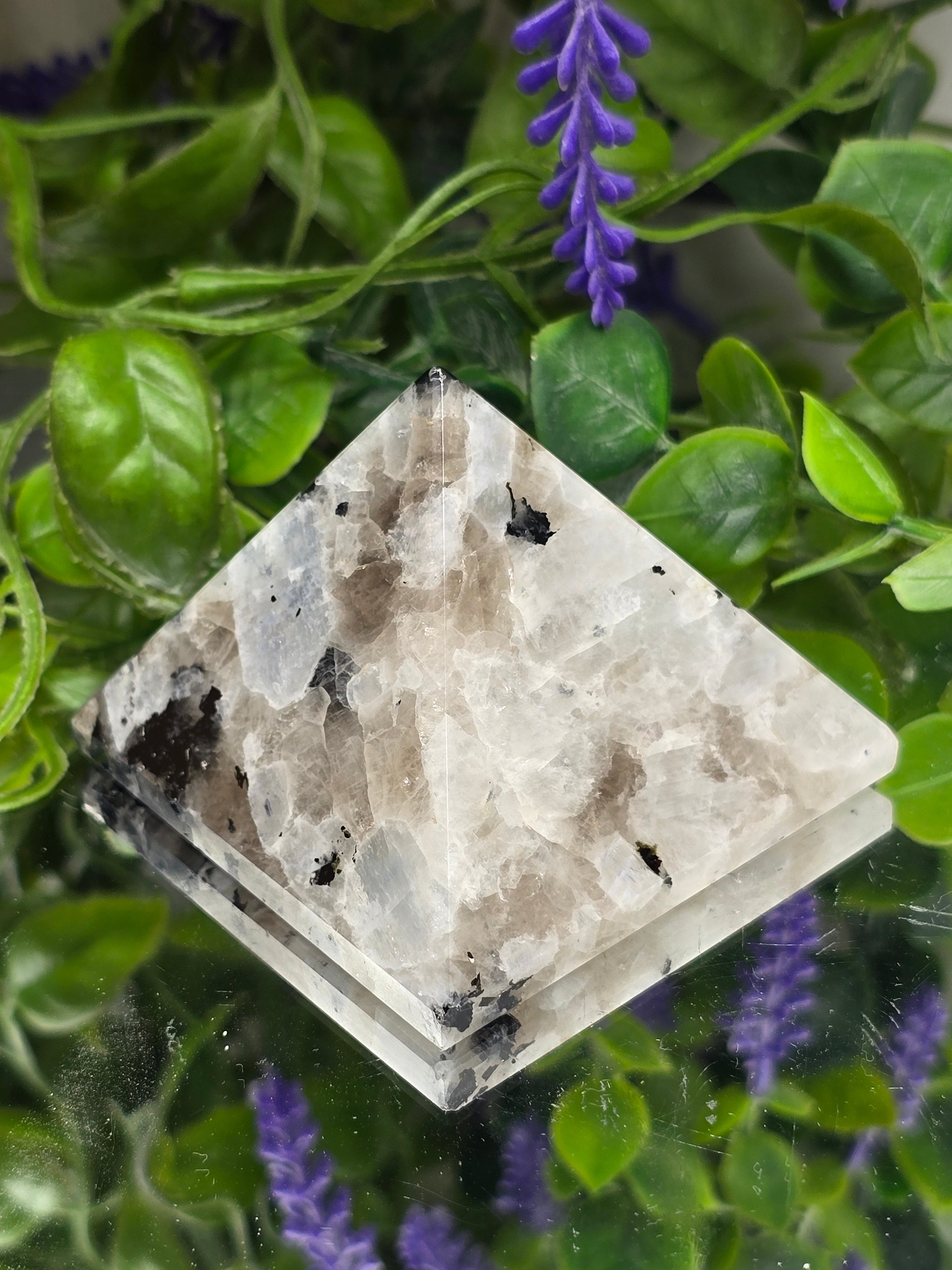 Natural Rainbow Moonstone Pyramid | Intuition, Feminine Energy & New Beginnings Crystal Wellness