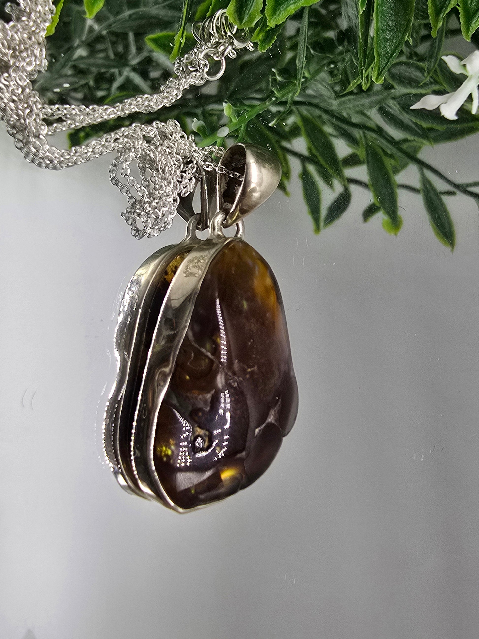 Mexican Fire Agate Sterling Silver Pendant – Stone of Protection, Courage & Inner Fire Crystal Wellness
