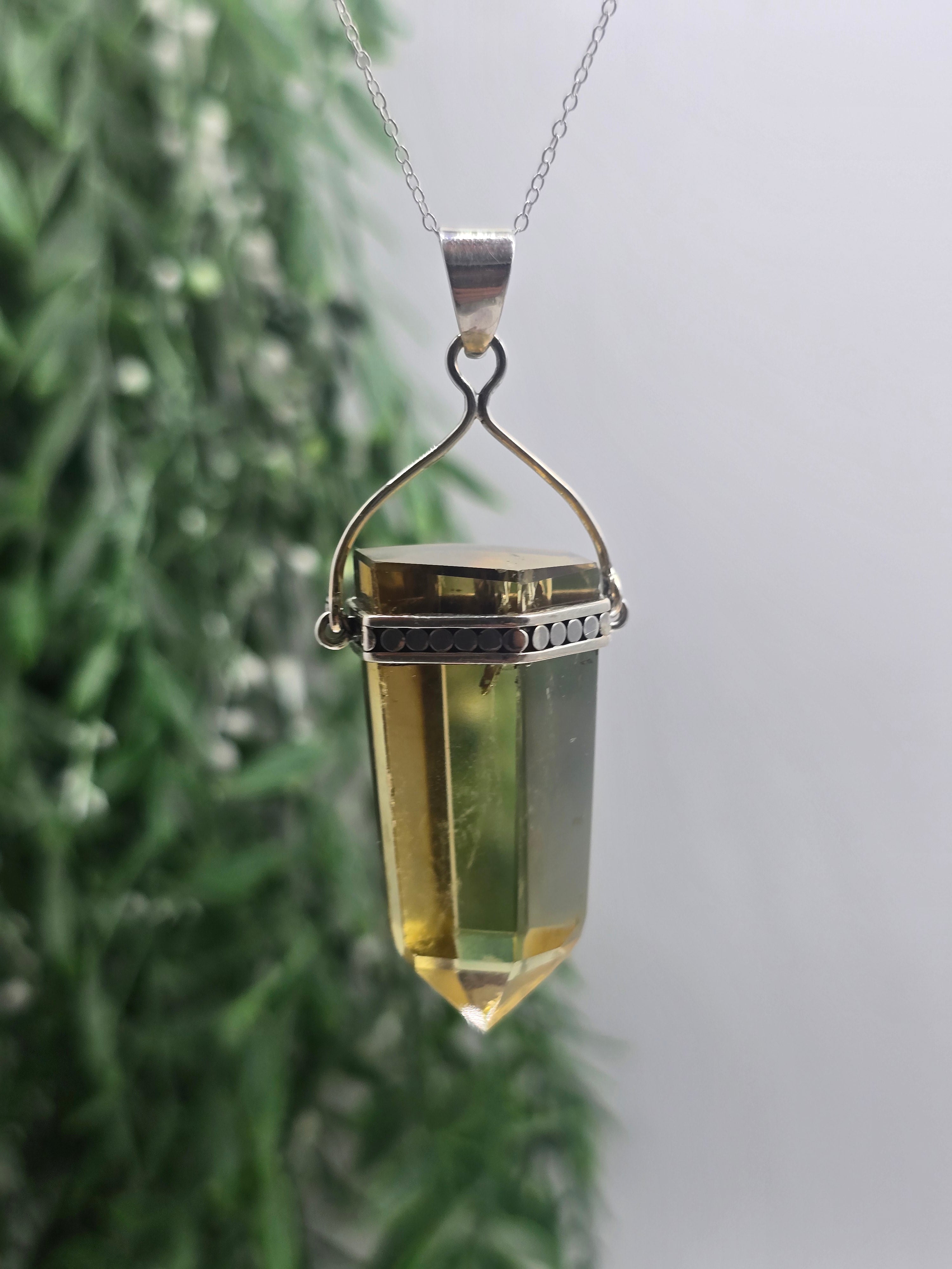 Genuine Natural Citrine Pendant in 925 Sterling Silver Crystal Wellness