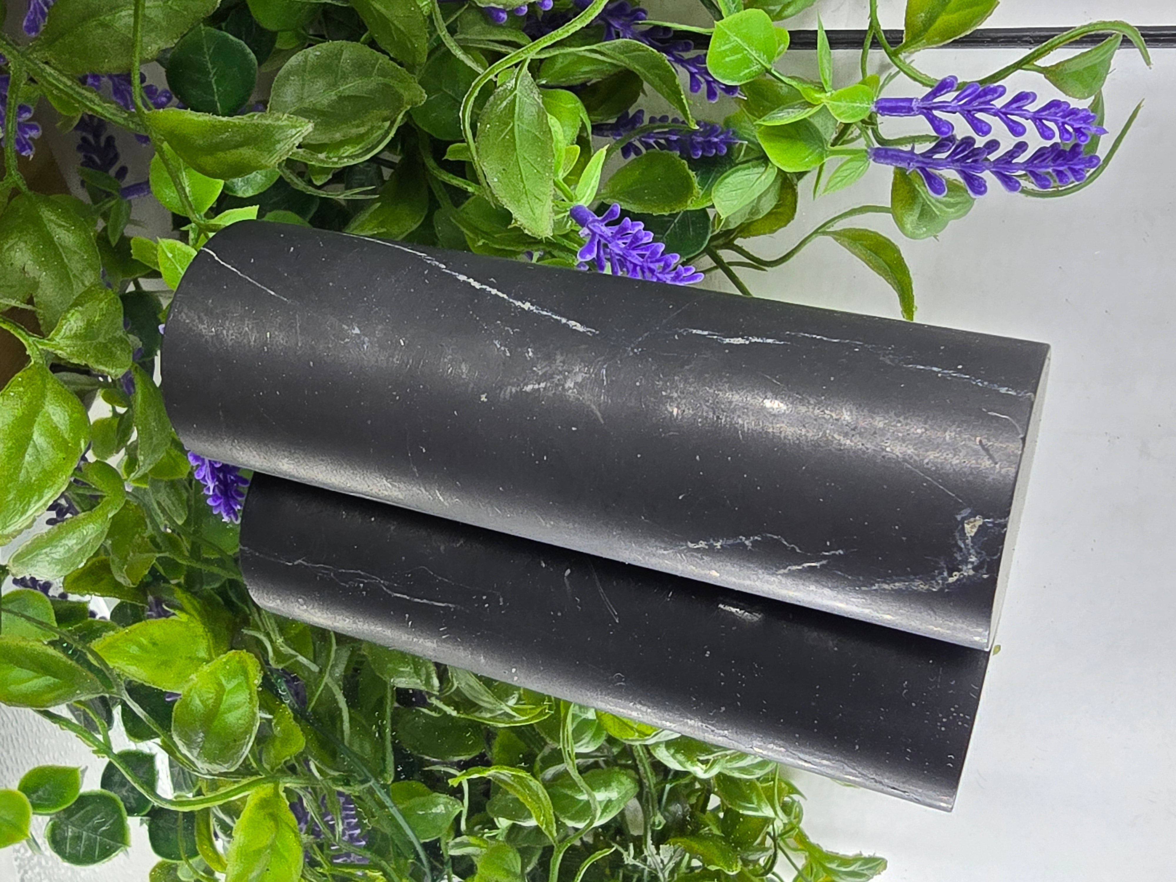 Shungite Harmoniser Cylinder 12.5 x 4cm | EMF Protection Stone | Grounding & Purification Energy Crystal Wellness