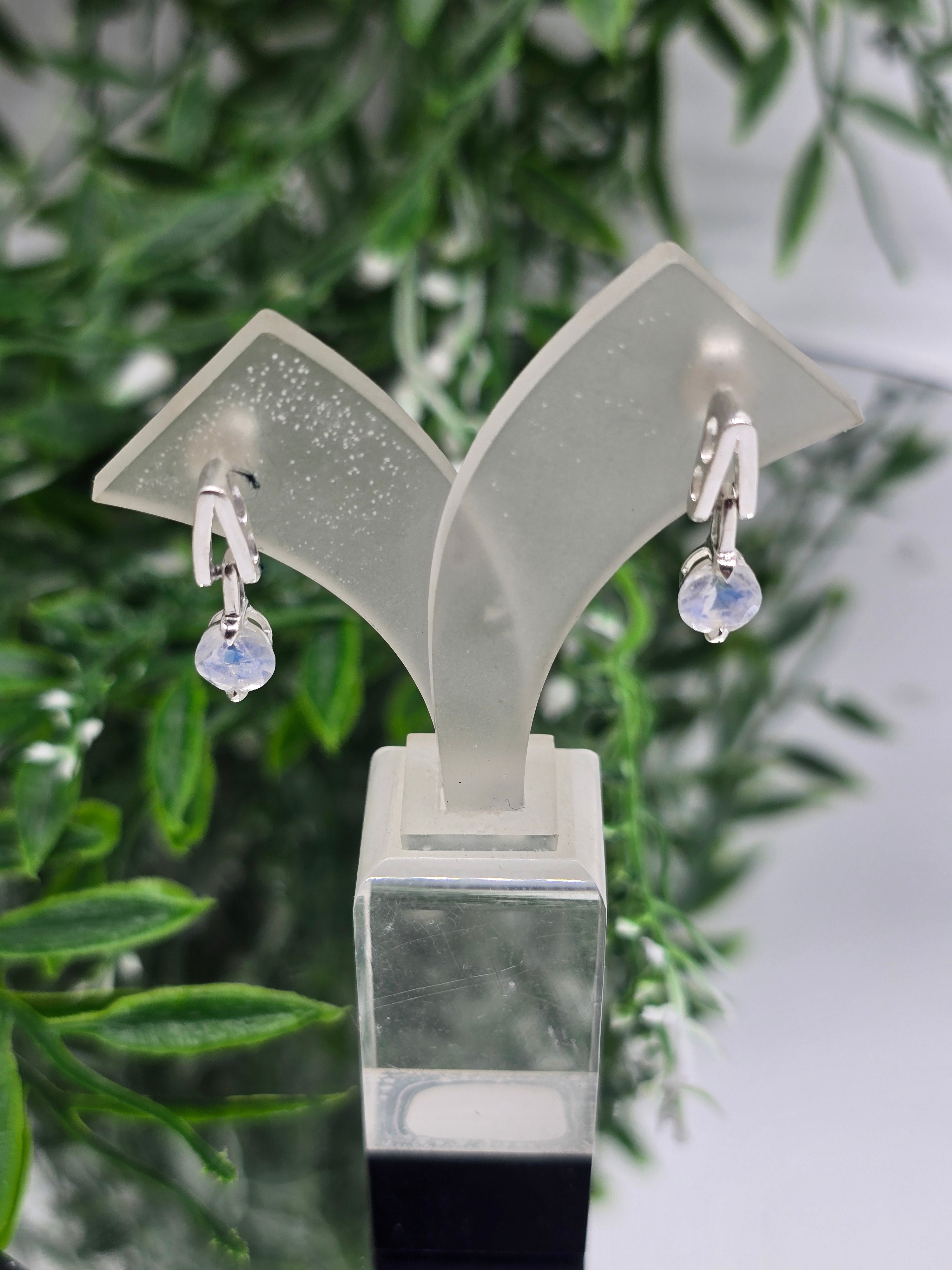 Moonstone Dangling Stud Earrings – Sterling Silver Elegance Crystal Wellness
