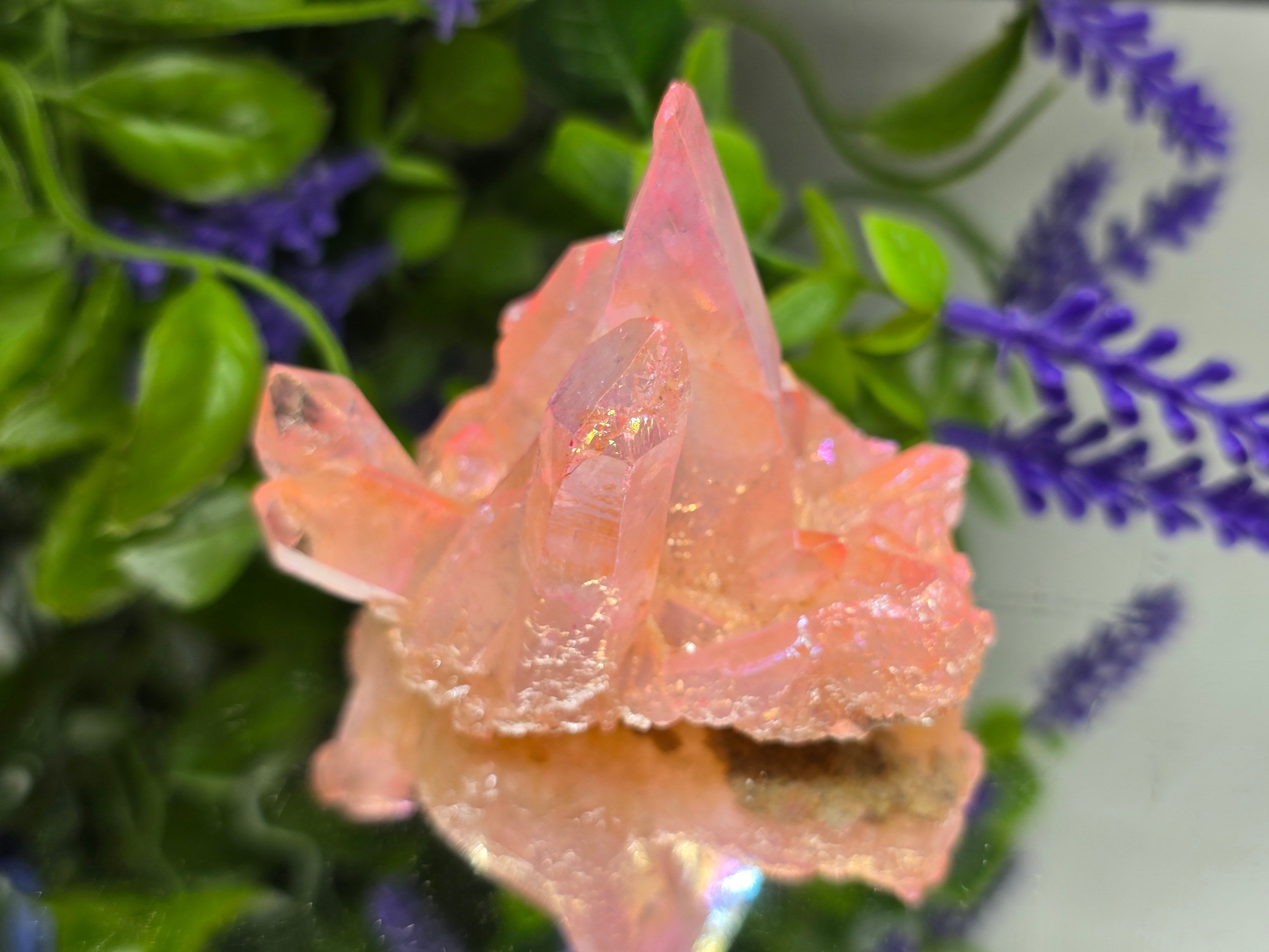 🌸 Rose Aura Quartz Cluster — Stone of Love, Emotional Healing & Divine Connection Crystal Wellness