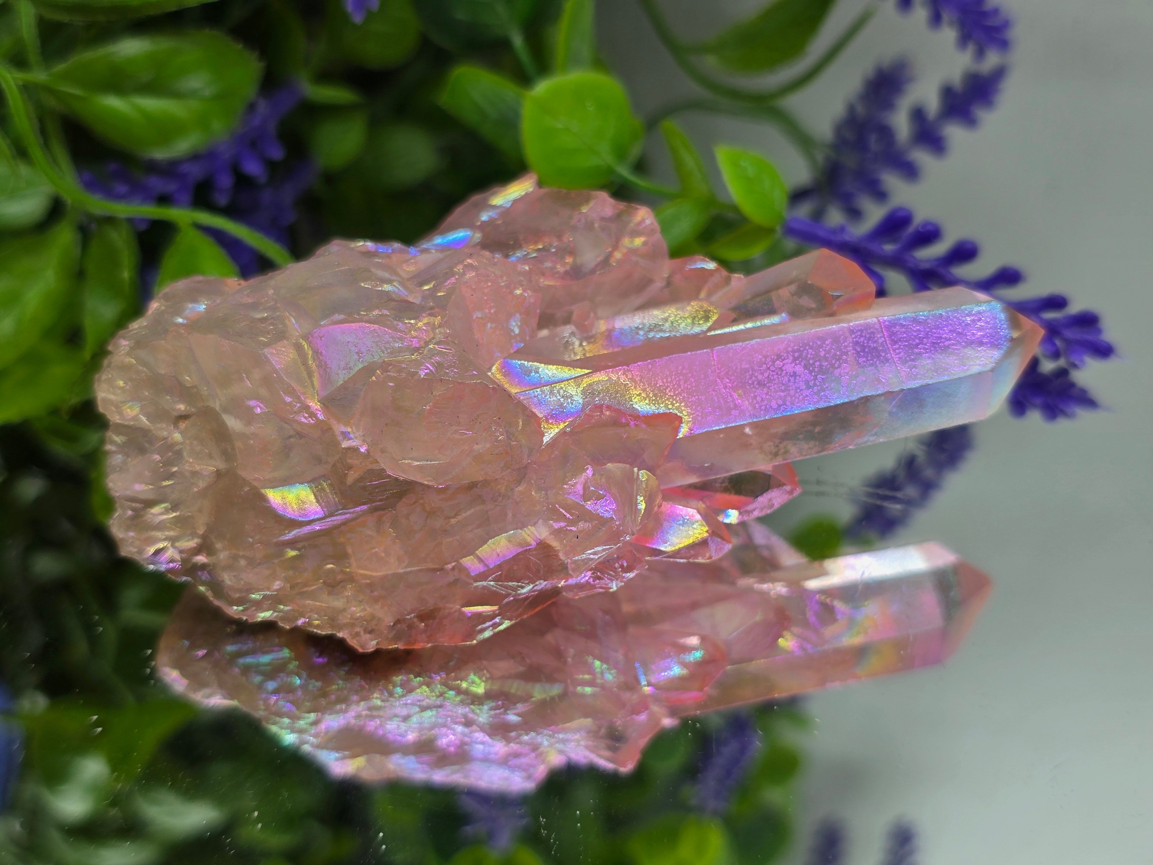 🌸 Rose Aura Quartz Cluster — Stone of Love, Emotional Healing & Divine Connection Crystal Wellness