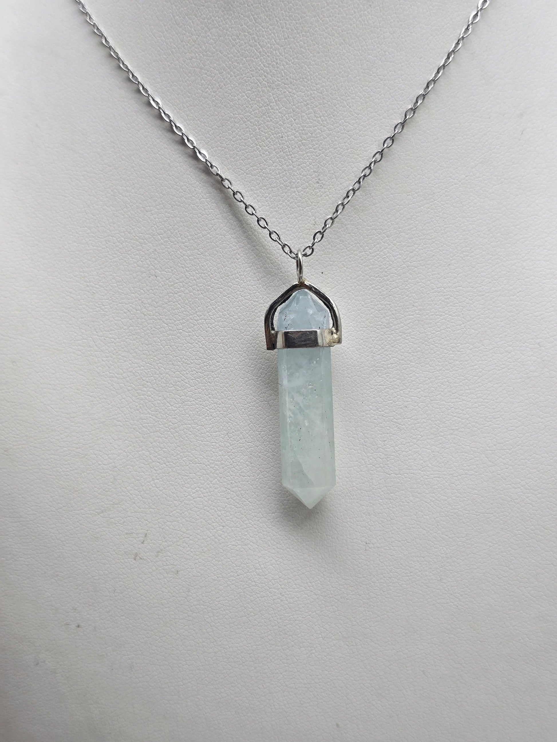 Aquamarine Double Terminated 825 Silver Pendant-Ocean Whisper Crystal Wellness