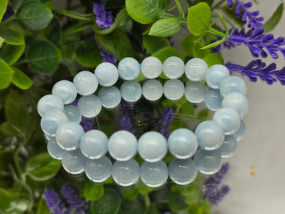 Aquamarine High Grade Beads Bracelet (Stone of Courage & Divine Flow) Crystal Wellness