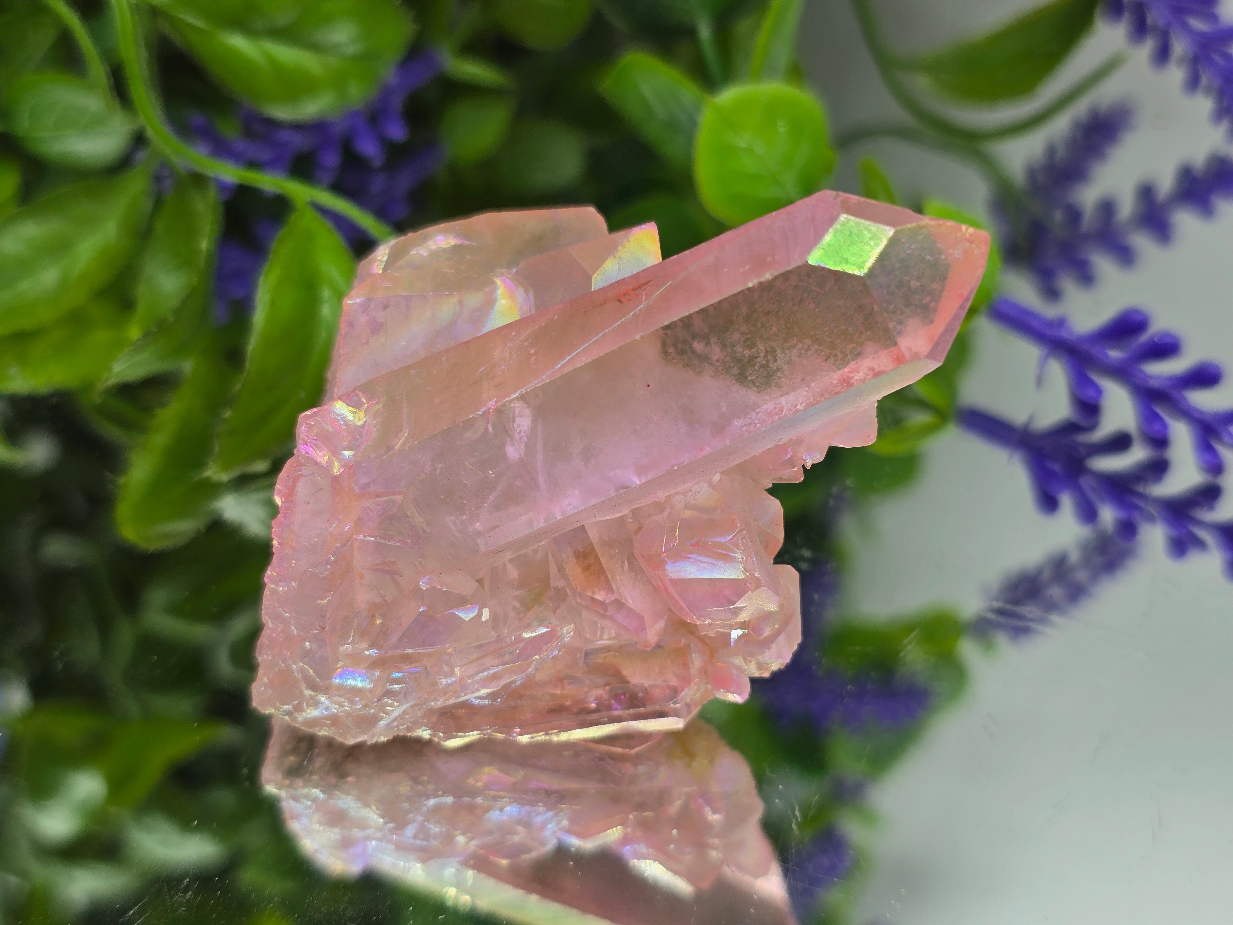 🌸 Rose Aura Quartz Cluster — Stone of Love, Emotional Healing & Divine Connection Crystal Wellness