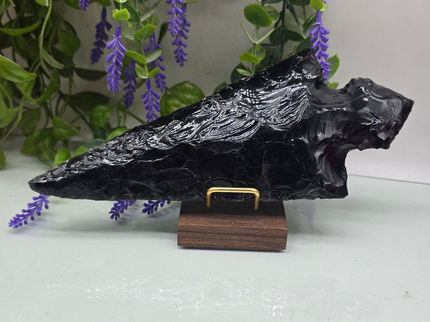 Premium Mexican Black Obsidian Spearhead Dagger – 23.5 × 10 cm | Protection, Grounding and Inner Strength Crystal Wellness