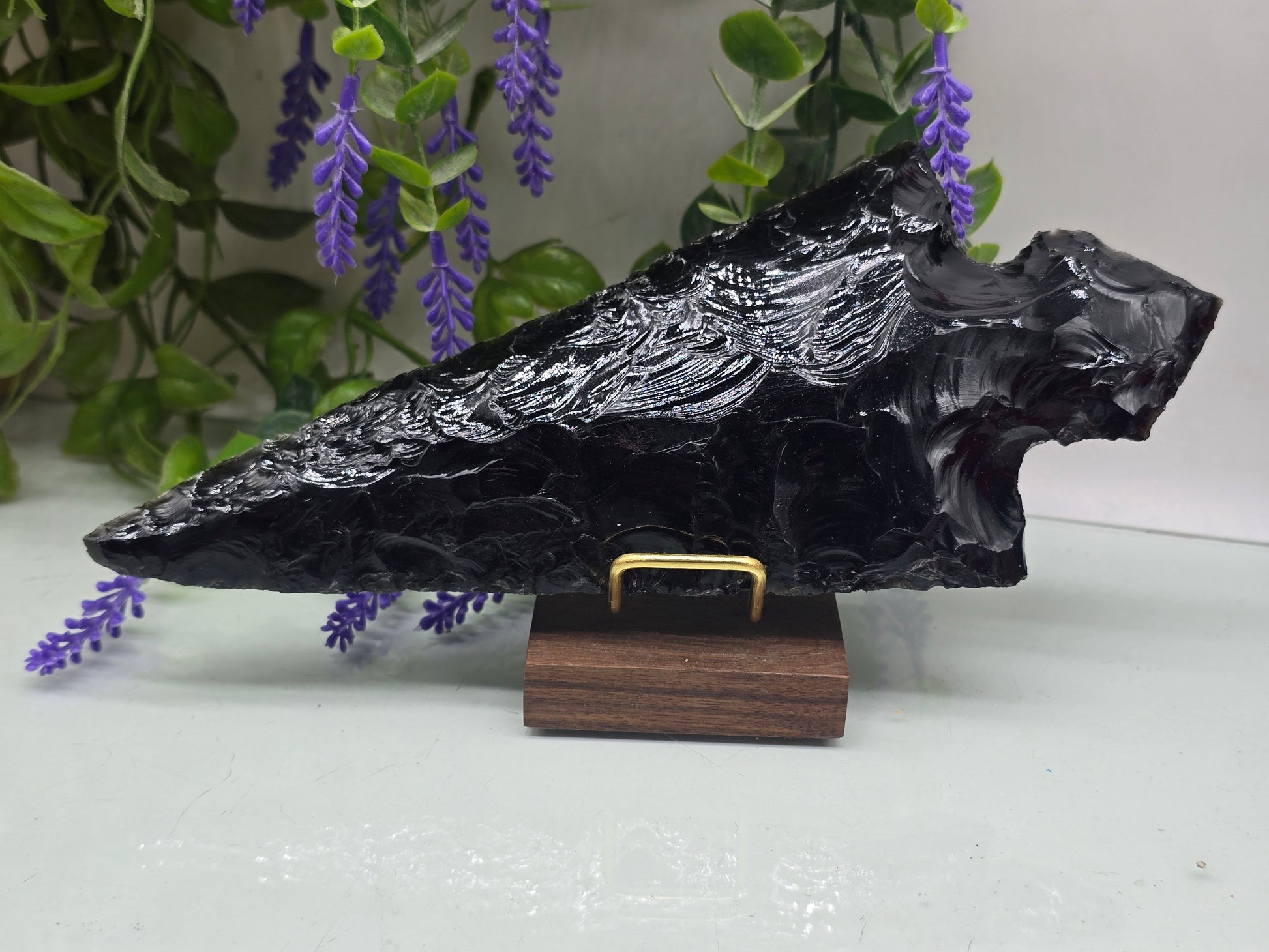 Premium Mexican Black Obsidian Spearhead Dagger – 23.5 × 10 cm | Protection, Grounding and Inner Strength Crystal Wellness
