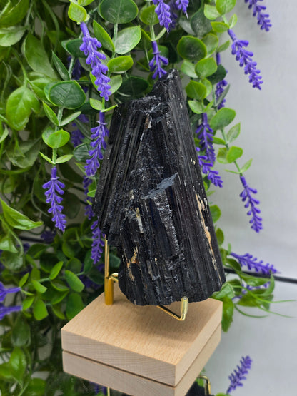 Natural Black Tourmaline Raw Standing Display Included – Stone of Protection, Grounding & Energy Shield Crystal Wellness