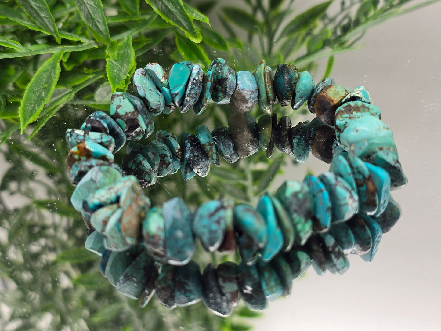 Natural Untreated Turquoise Raw & Half-Polished Chip Bracelet – Stone of Protection, Wisdom & Authentic Expression Crystal Wellness
