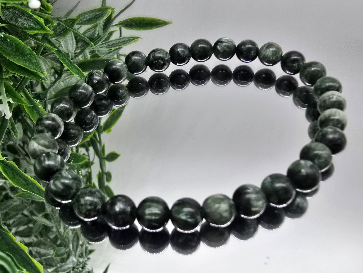 Seraphinite Beads Bracelet (Stone of Spiritual Awakening & Heart-Centered Clarity)