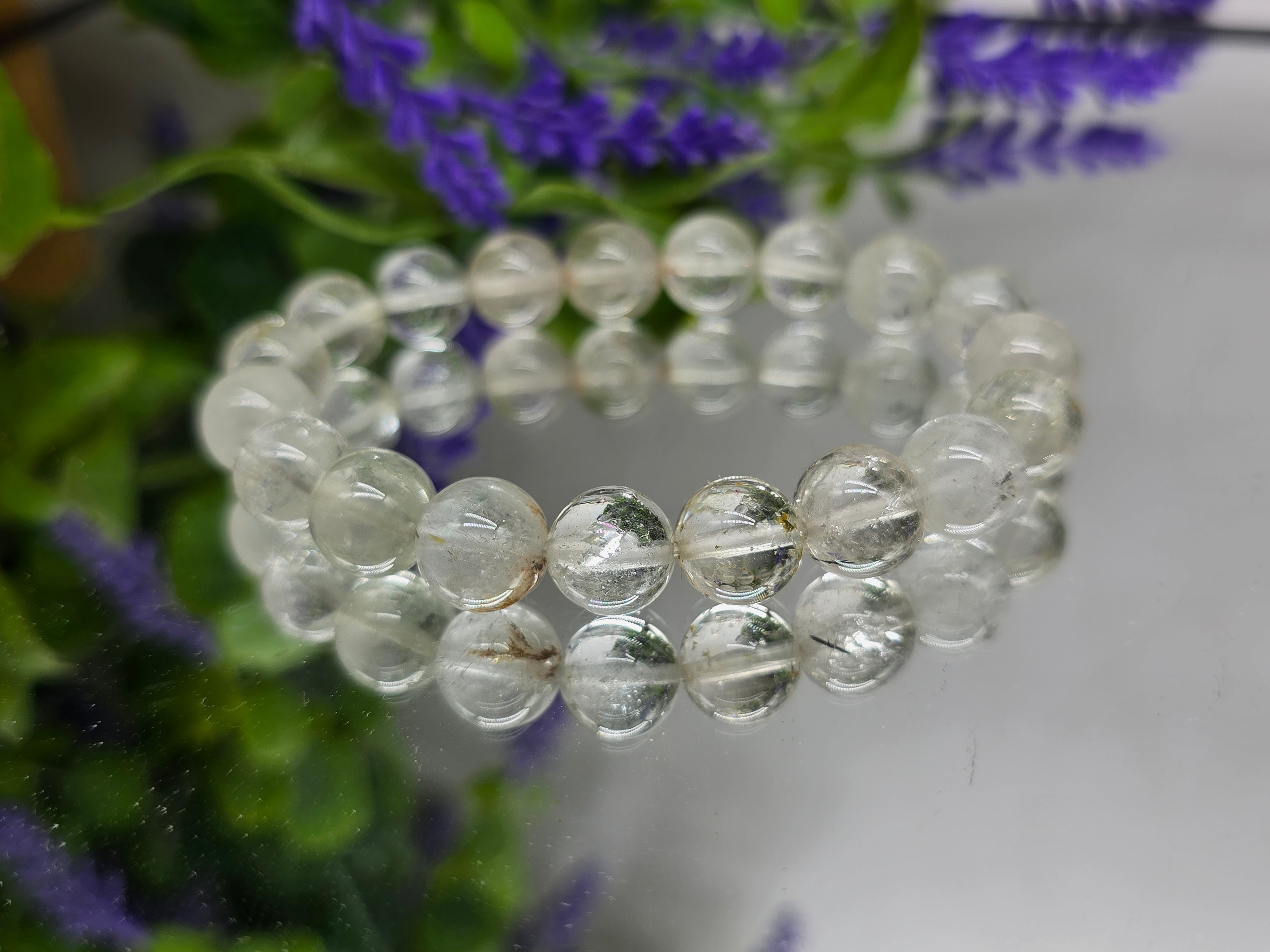 Natural White Topaz Bracelet 10mm | High-Grade Clarity & Manifestation Crystal Bracelet Crystal Wellness
