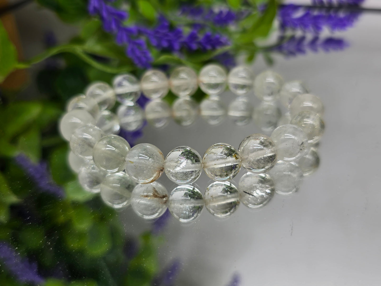 Natural White Topaz Bracelet 10mm | High-Grade Clarity & Manifestation Crystal Bracelet Crystal Wellness