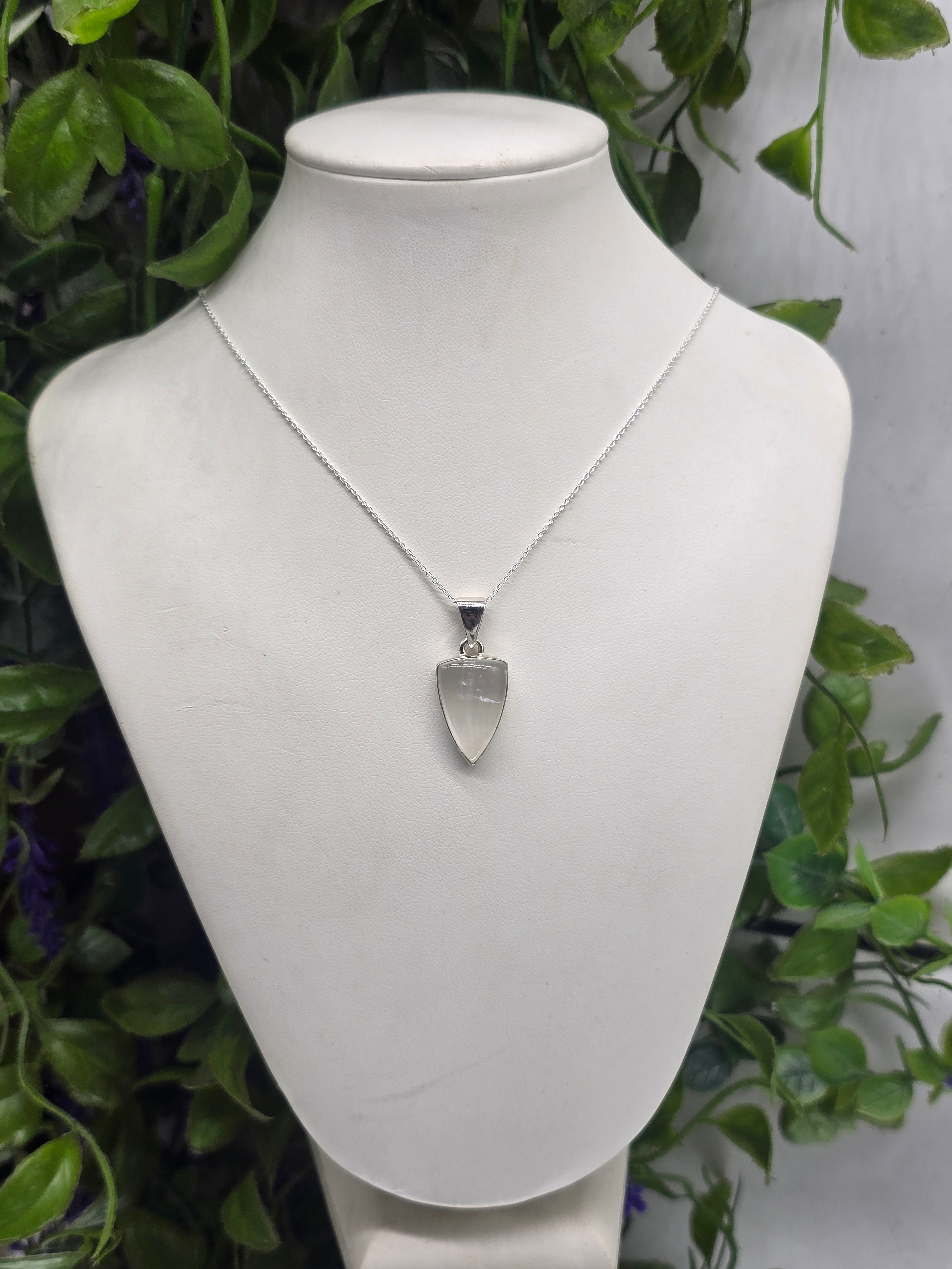 Selenite 925 Sterling Silver Pendant - Chain Included (Stone of Divine Light & Celestial Purification) Crystal Wellness