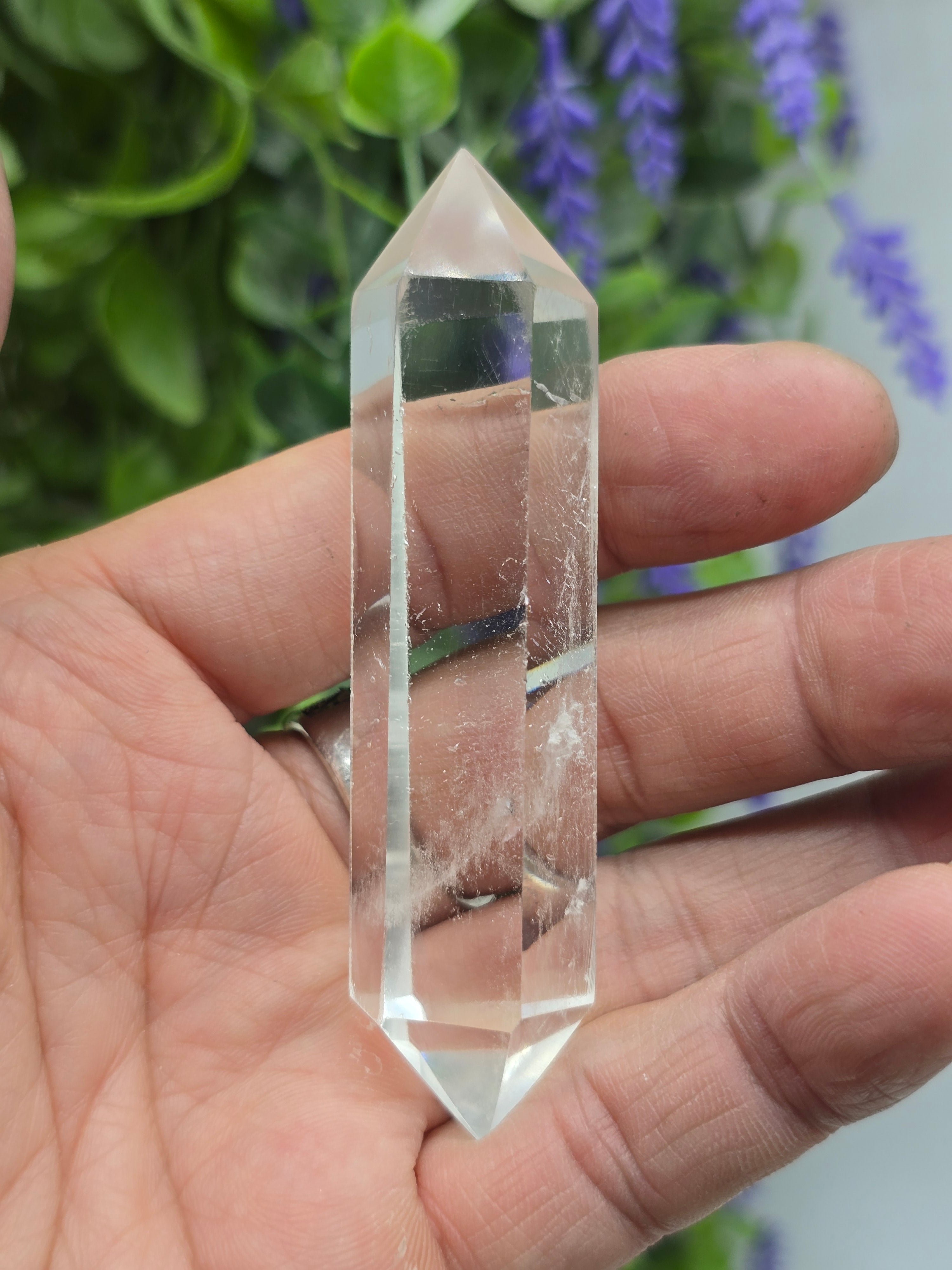 Premium Brazilian Clear Quartz Double-Terminated Crystal Point | High-Grade Polished Quartz Wand | Stone of Clarity, Amplification & Divine Light Crystal Wellness