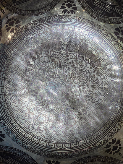 Extra Large Singing Bowl With Buddha Foot And Om Symbol Design Handcrafted With AAA Thick Material And High Quality 45cm, 17inch Crystal Wellness